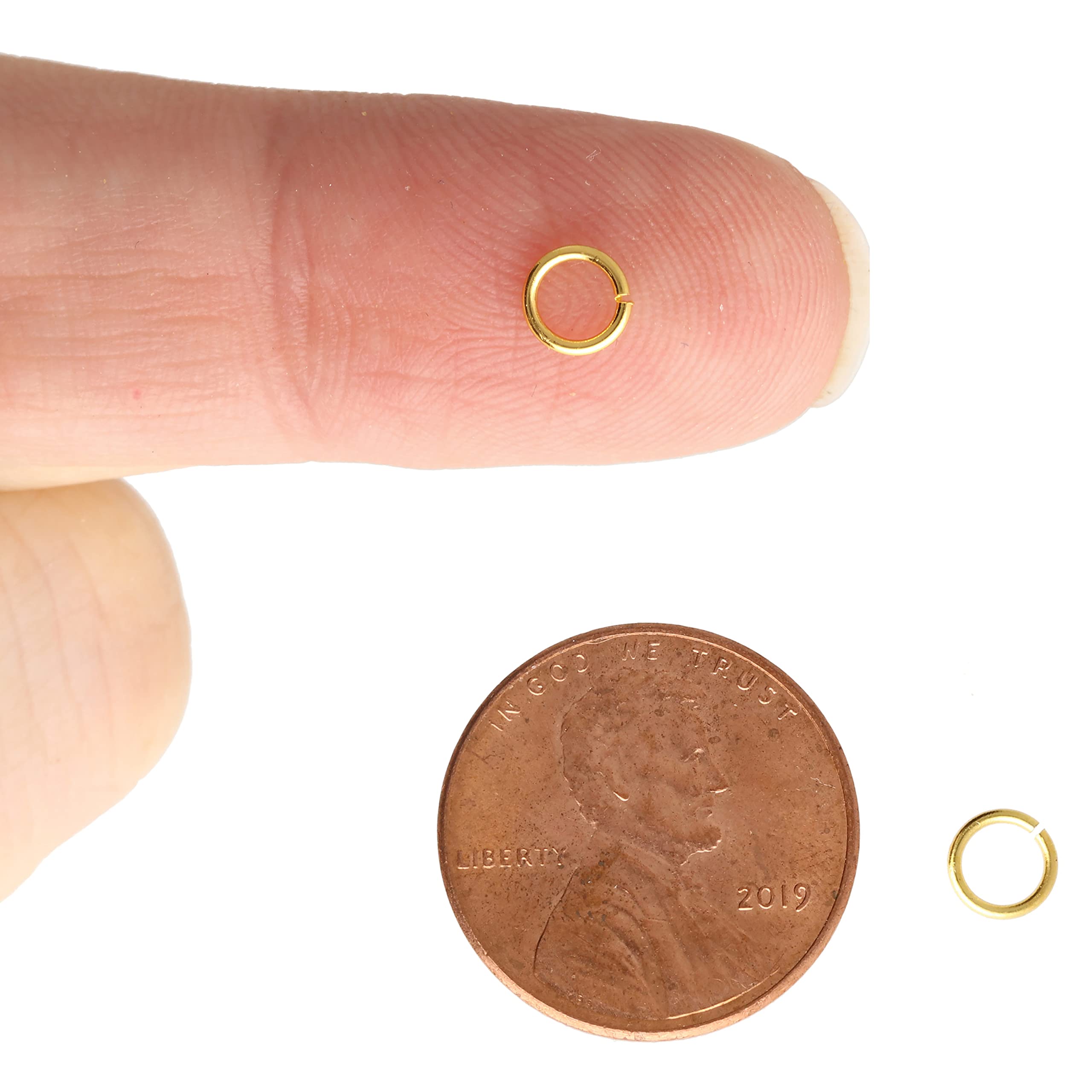 The Beadsmith Offene Biegeringe – 5 mm, vergoldet, 19 Gauge (1,062 mm) Drahtstärke, 144 Stück – Erkenntnisse für die Herstellung von Schlüsselanhängern, Charms, Kettenhemden und Körperschmuck