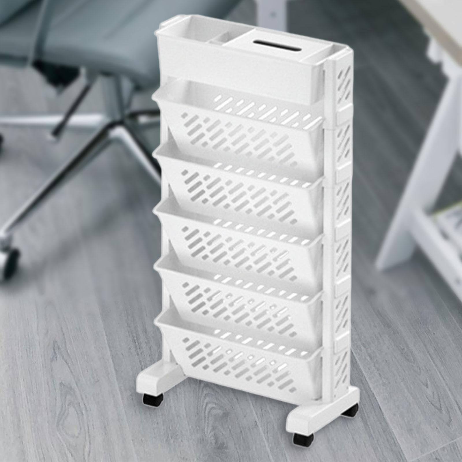Sharplace Estantería Móvil para Libros, Soporte con Ruedas para Decoración, 6 capas