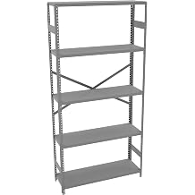 Tennsco ESP-1236 Commercial Shelving Unit, 5 Shelves/4 Openings, 250 lb. Capacity per Shelf, 36" Width x 75" Height x 12" Depth, Medium Grey