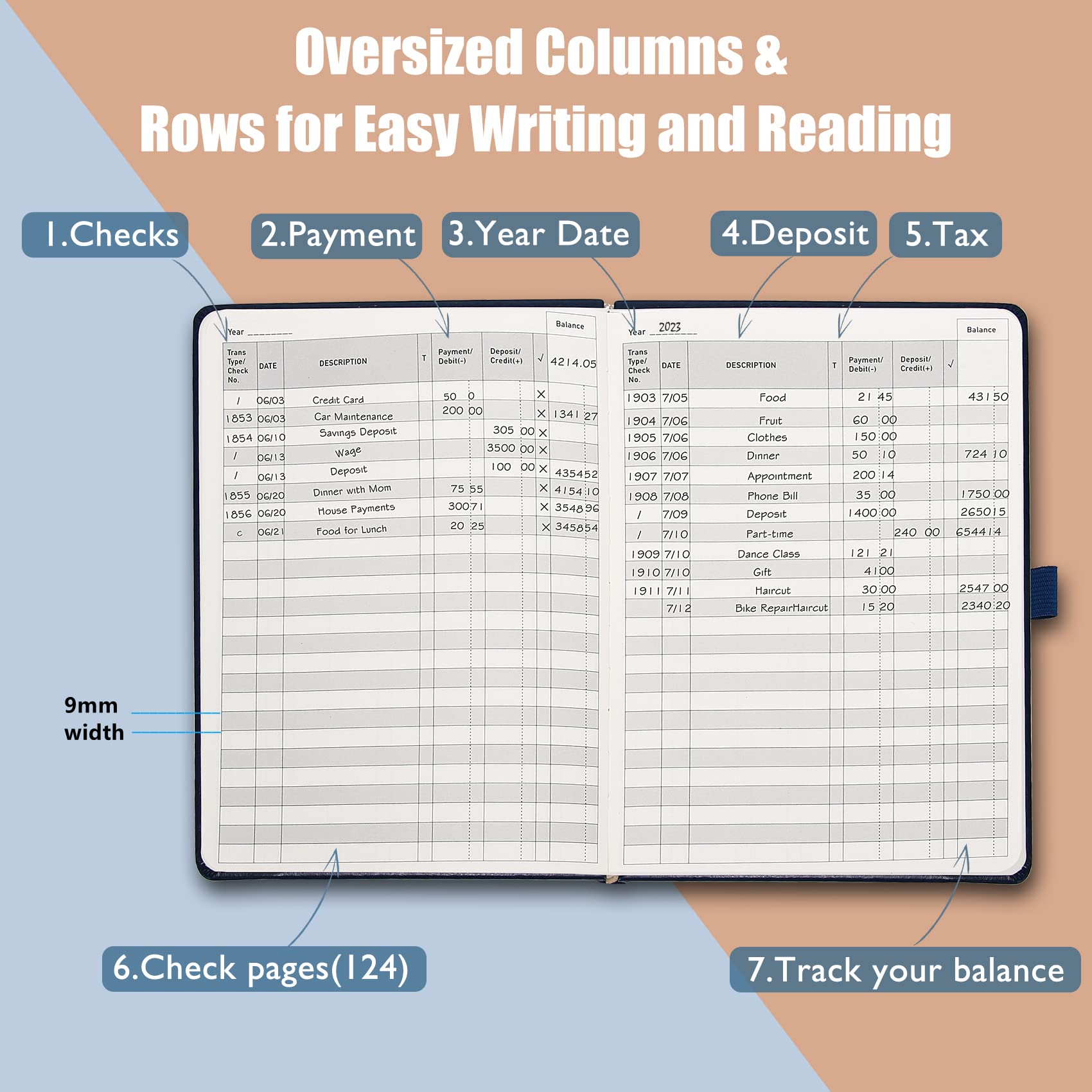 Register Reading POS Cash Registers Easy Read Register Checkbook Transaction Registers ...