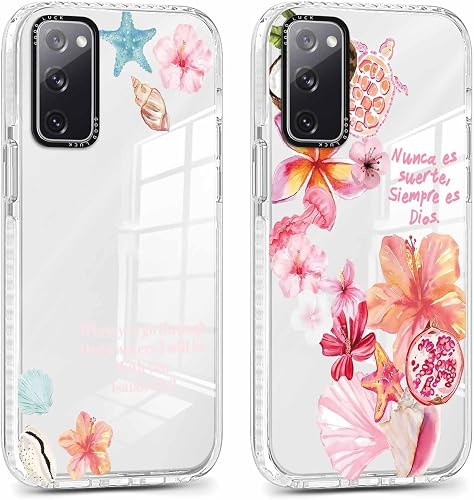 Mrtponk Summer Ocean Pink Flower Shell Transparent Phone Case for Samsung Galaxy