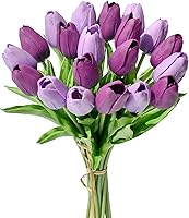 Vista 10 de Mandy's - 20 flores negras artificiales de tulipán de seda falsas de 13.5 pulgadas para Año Nuevo, primavera, Día de la Madre, Pascua, Día de San