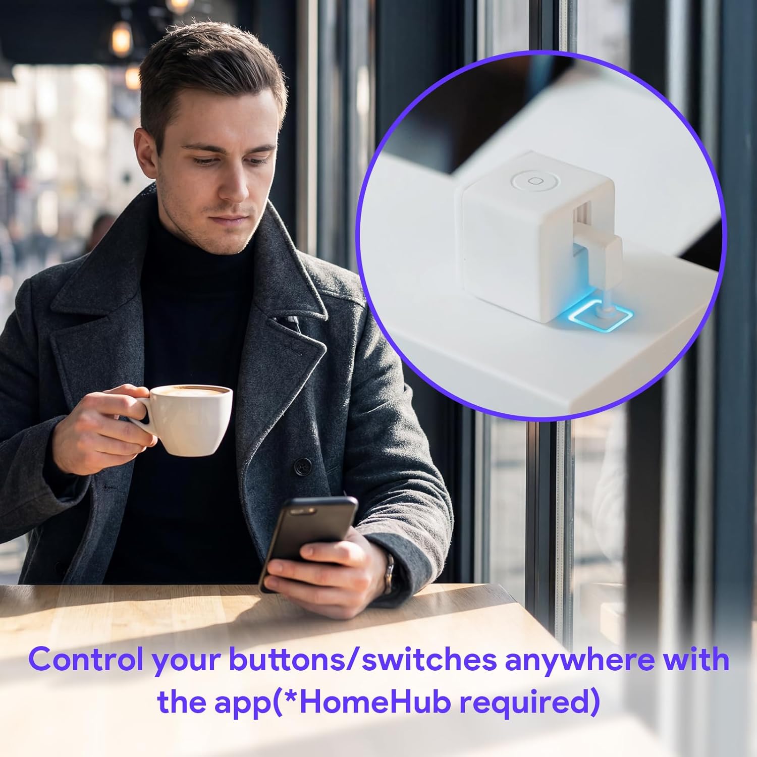 Fingerbot Plus Smart Button Switch Pusher, APP and Timer Control, no Wiring, Upgrade with Touch Control, Compatible with Alexa, Google Home When Add ORYZIC Tuya Bluetooth Hub (Rechargeable)