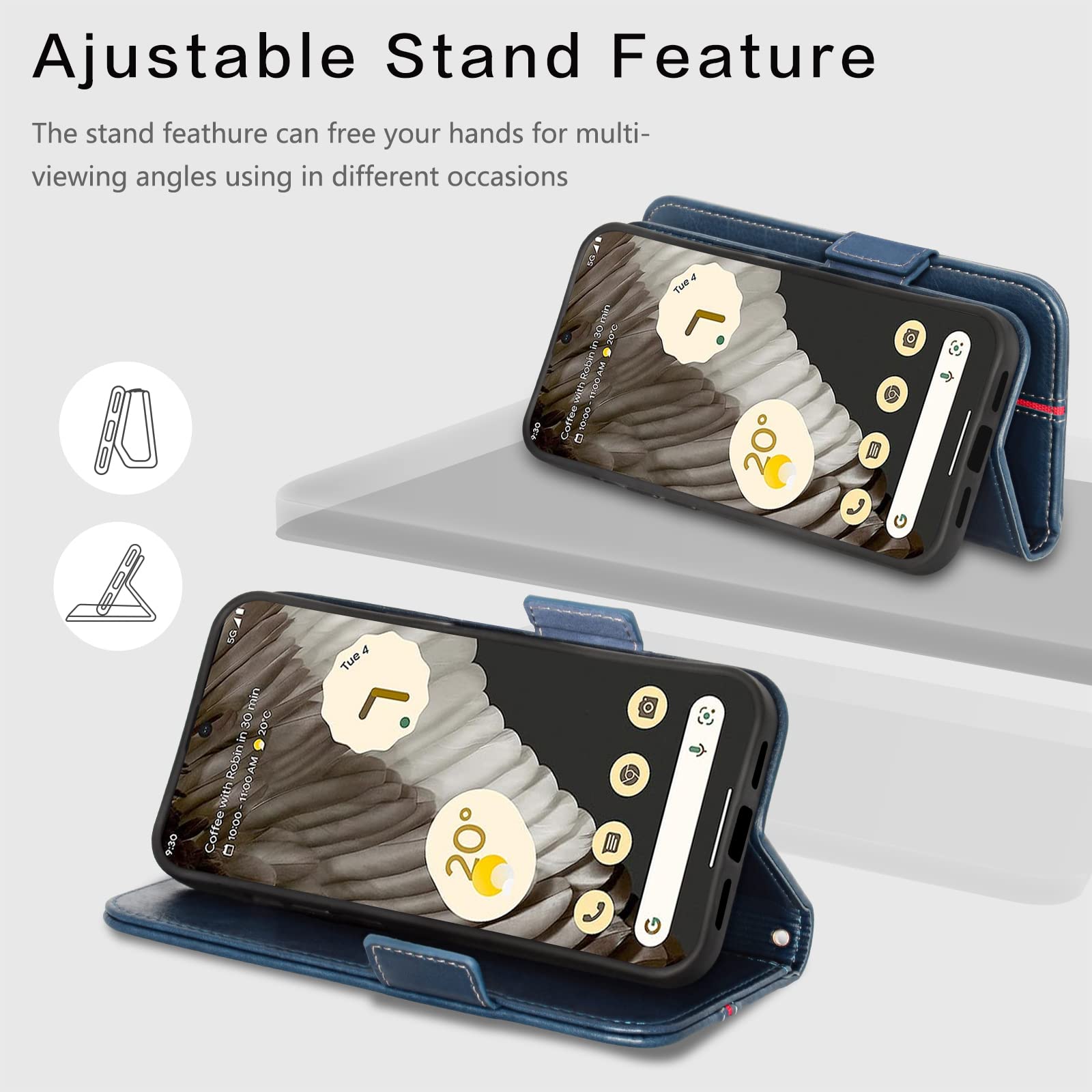 Google Pixel 6 Case - Wallet Phone Case - Custodia ultra sottile per telefono a portafoglio, custodia professionale in pelle premium con slot per carte di credito - JORY