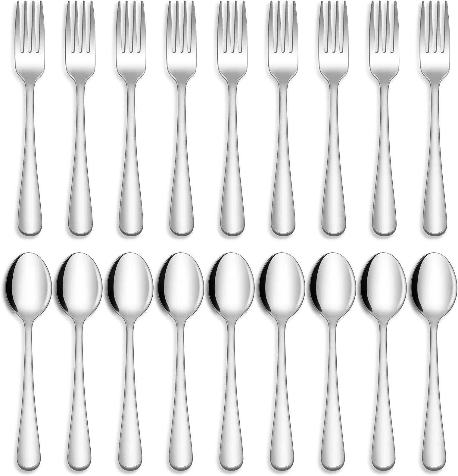 24-piece Forks and Spoons Silverware Set, Food Grade Stainless Steel Flatware Cutlery Set for Home, Kitchen and Restaurant, Mirror Polished, Dishwasher Safe