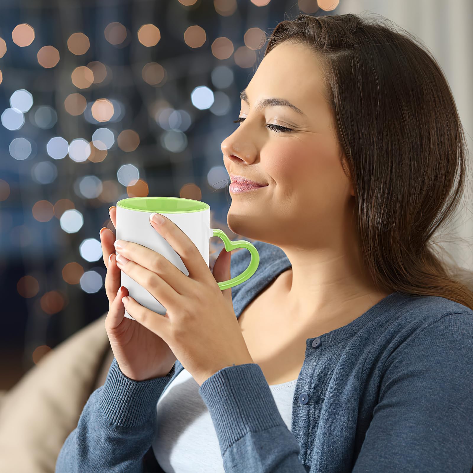 12 Stück Sublimation Kaffeetassen Blanko 11oz/320ml, Weiße Keramiktassen mit Herzgriff für Sublimationsdruck, Großpackung Tassen für Heißpressen, Personalisierte Kaffeebecher für Weihnachten