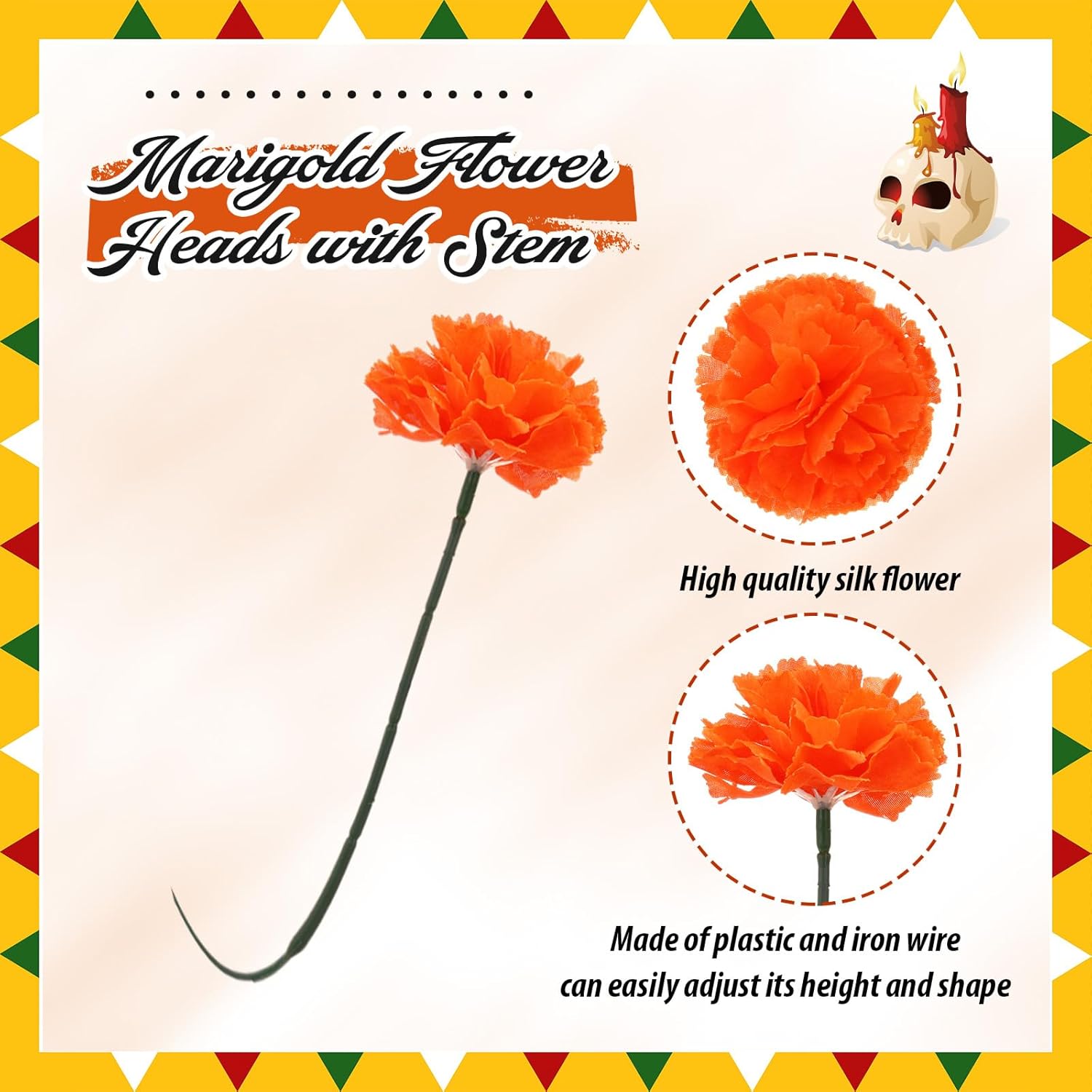 Yilloog 120 Pieces Artificial Marigold Bunch 100 Pcs Faux Marigold Flowers with Stems Halloween Flowers Fiesta 20 Pcs Monarch Butterfly for Cinco De Mayo Party Decor(Bright Colors)