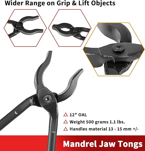 Miniatura 4 de 0004930-300 Pinzas de herrero Mandril para sujetar firmemente acero caliente, herramienta ideal para hacer cuchillos, para principiantes o