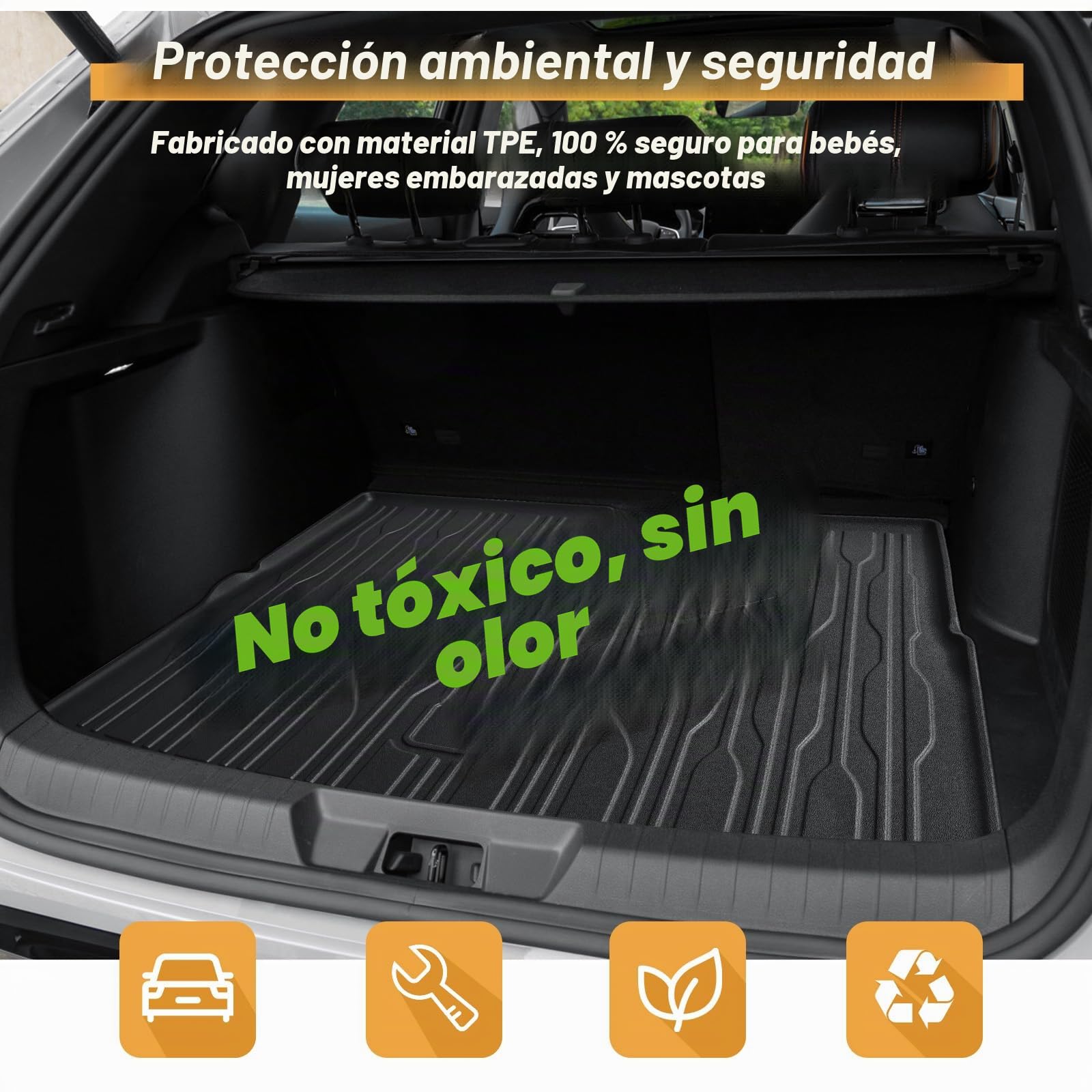 ECOZEN 3D Alfombrilla Maleter BYD Seal U (EV)/Seal U DM-i (PHEV) 2021-2024 TPE Alfombrilla de Goma para Maletero Impermeable Antideslizante Borde Alto Todo Clima Alfombrilla Maletero BYD Song Plus