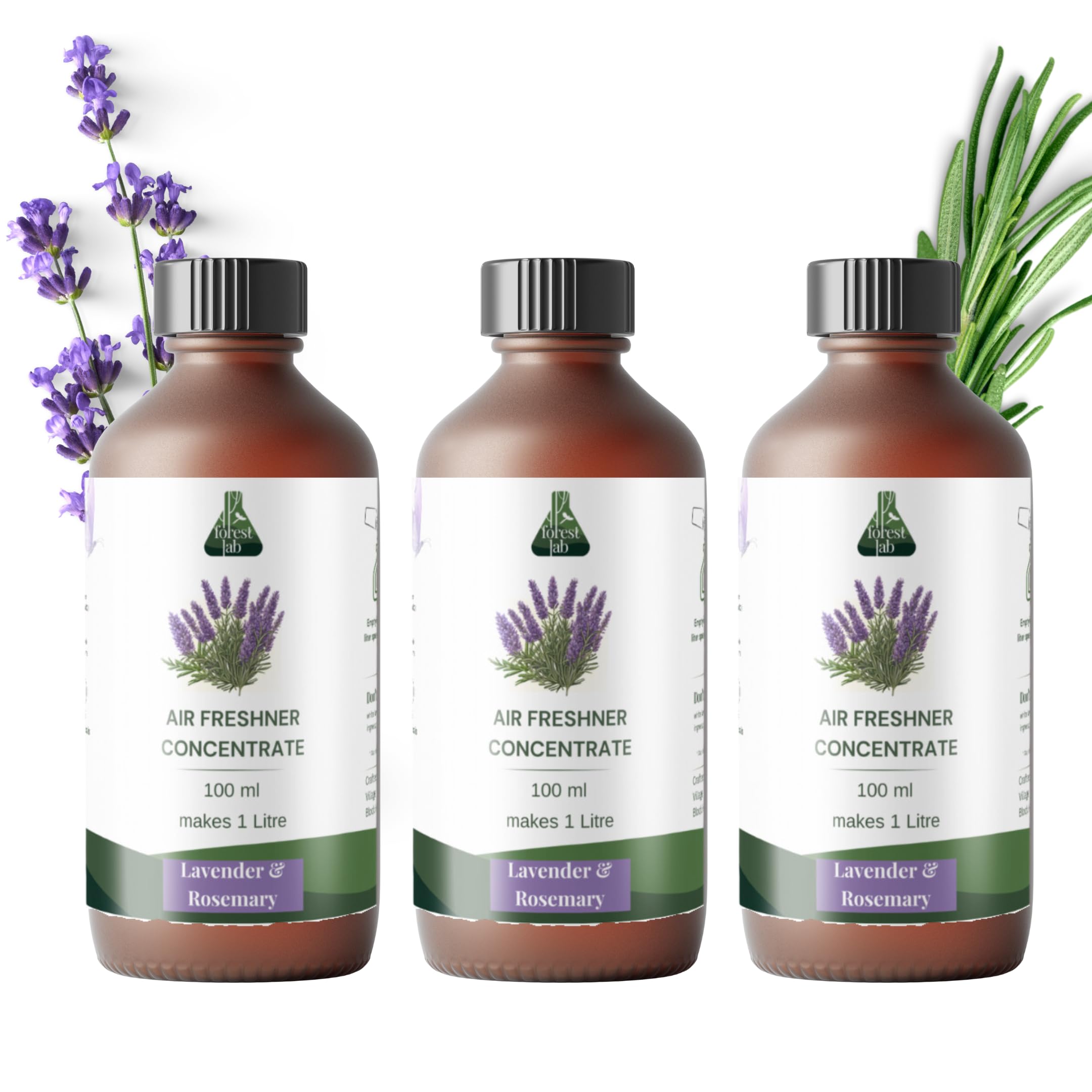 Forest Lab Natural Air Freshener (300ml concentrate makes 3000 millitres, Lavender & Rosemary) with Pure Essential Oils