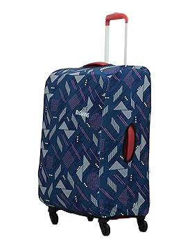 BIGWING Protective Cover in Polyester Fabric with Geometric Print for | 24' Inch 65 cm Medium Size | Soft Luggage Trolley Bag Cover (Fits Only On Fabric Trolley Bag)