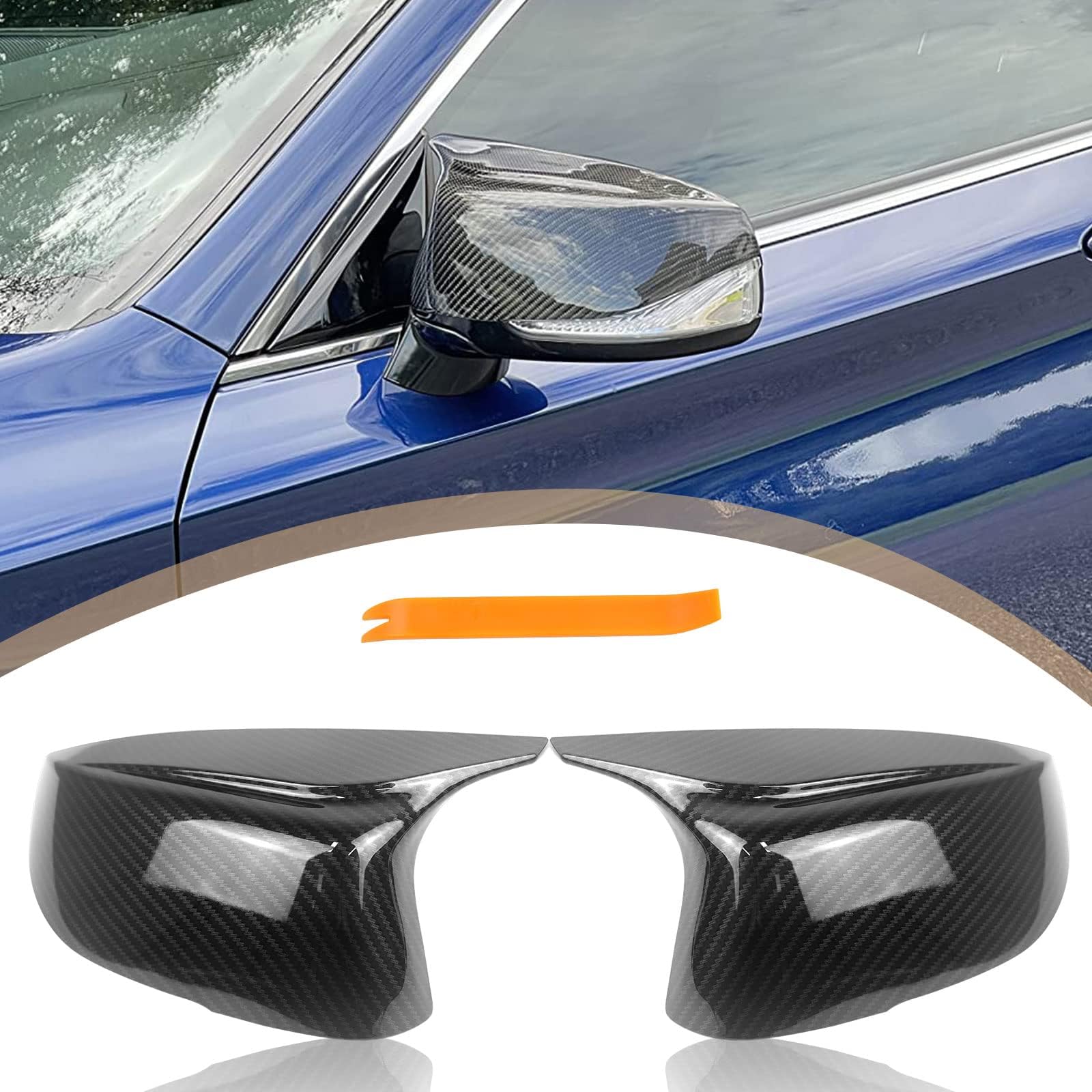 KYYET Side Wing Mirror Cover Cap Casing Compatible With Fiat 500 2007-2020(Gloss Black