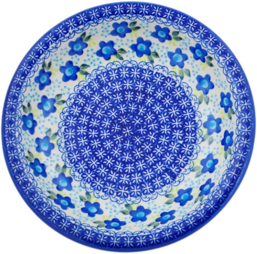 Polmedia Polish Pottery Pasta Bowl 9-inch UNIKAT - Field Day Pattern Handmade in Boleslawiec Poland by Ceramika Dalia + Certificate of Authenticity