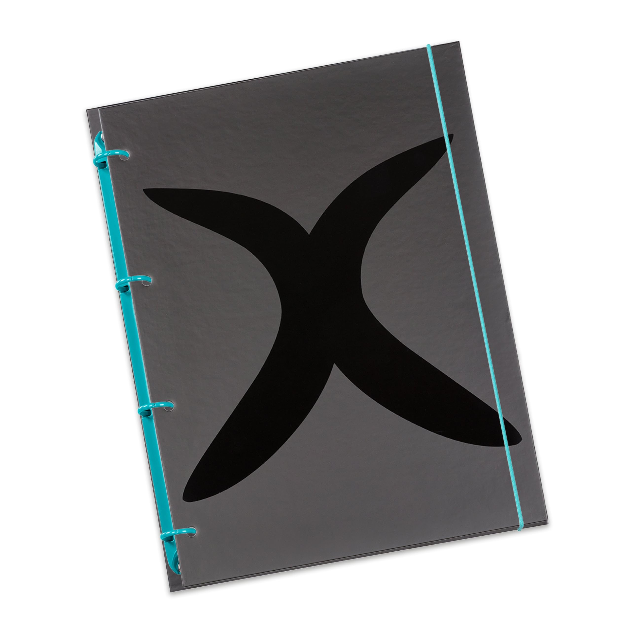 flexiNotes A4 notebook, type: X-black, turquoise, 125 sheets, squared - ring M