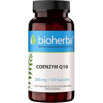 Q10 Capsules 200 mg High Dose - Pack of 100 with Coenzyme Q10 & Zinc - BIOHERBA
