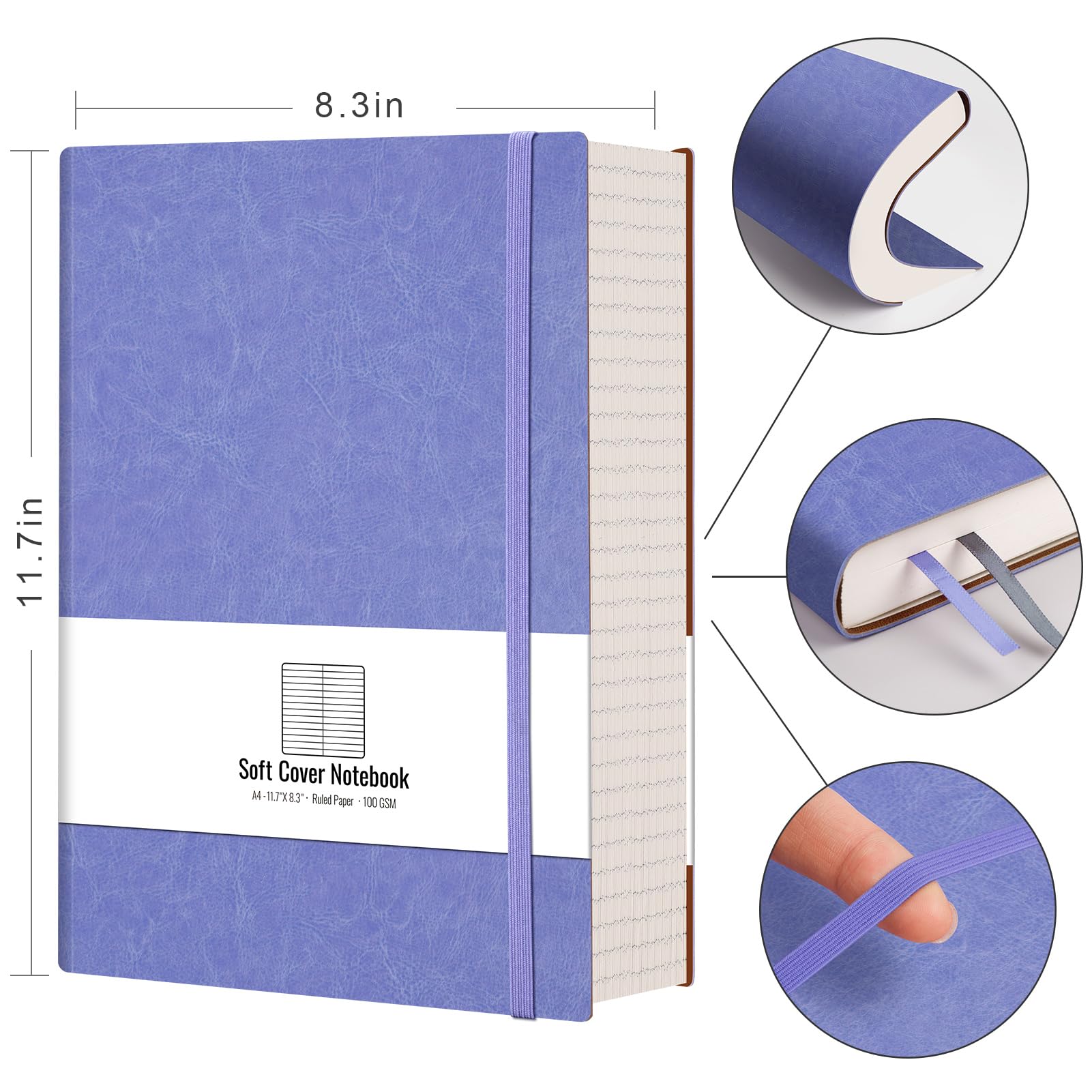 AHGXG Carnet ligné pour université, 320 pages, grand journal A4 (21,6 x 27,9 cm)