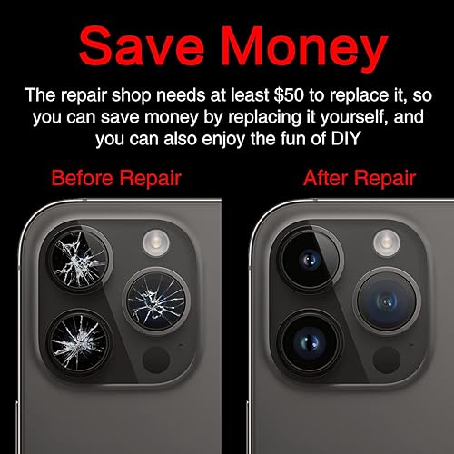 Miniatura 5 de ASDAWN Reemplazo de lente de vidrio para cámara trasera para iPhone 14 Pro Max de 6.7 pulgadas con adhesivo preinstalado, kit de lente de vidrio