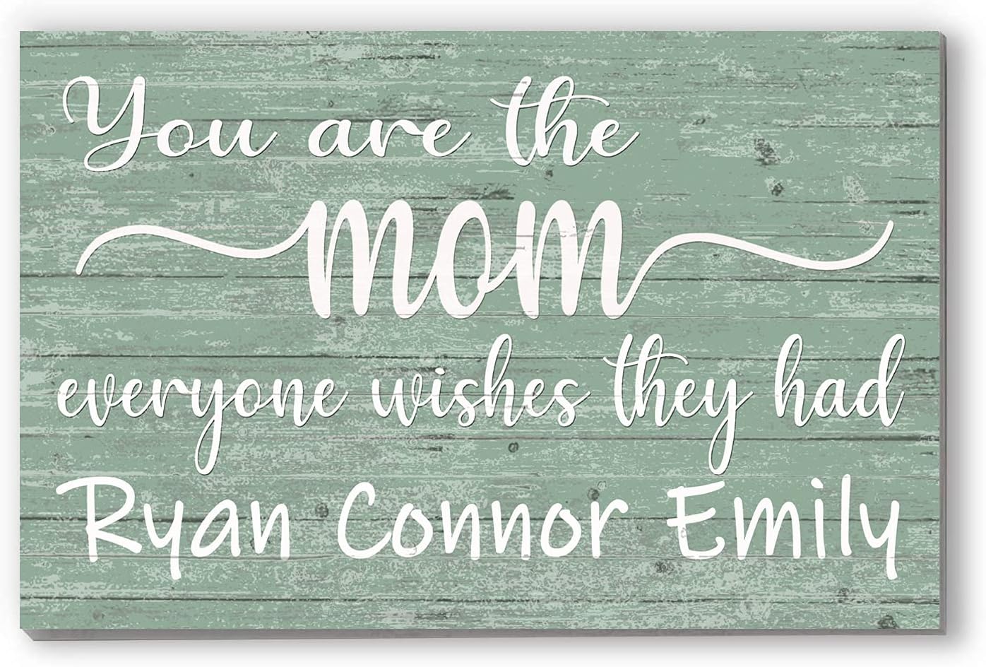 You Are The Mom Everyone Wishes They Had Sign Custom WIth Names - Solid Wood - Wall Art 16.5in x 10.5in (Blue)