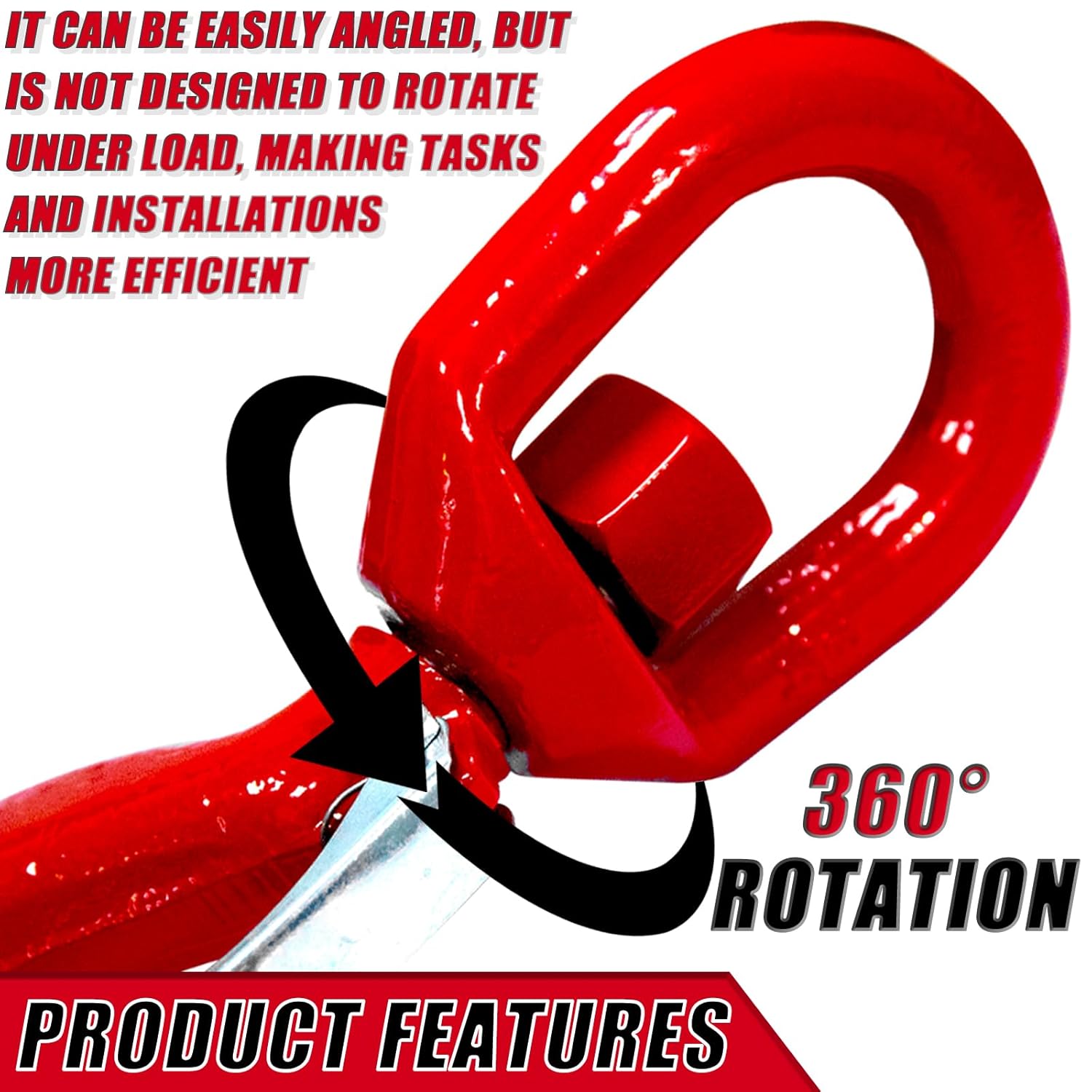 5 Ton Swivel Hooks, Heavy Duty 360° Rotating Crane Hook with Safety Latch, 11000 lbs Forged Steel Lifting Hook for Chains & Engine Hoists Chain Hooks – Industrial Grade Logging Lifting Swivel