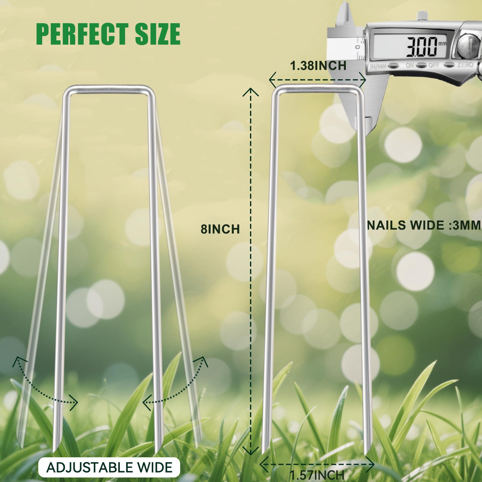 Picchetti da giardino zincati da 20,3 cm, confezione da 50 picchetti da giardino resistenti per recinzioni, prati, barriere erbacce e tessuti paesaggistici, tubo per irrigazione, prato da
