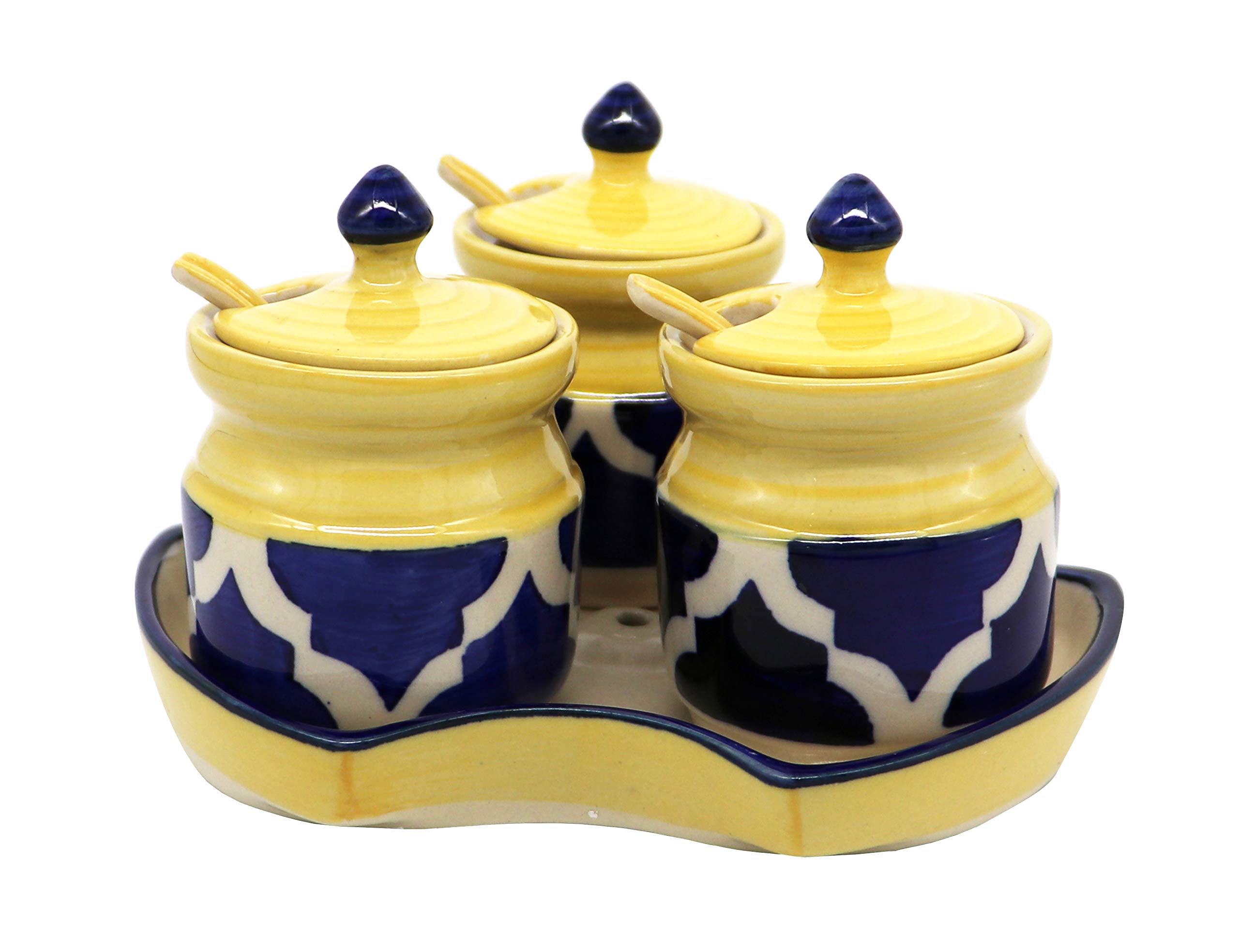 Buy HS HINDUSTANI SAUDAGAR Blue & Yellow Ceramic Hand Painted 