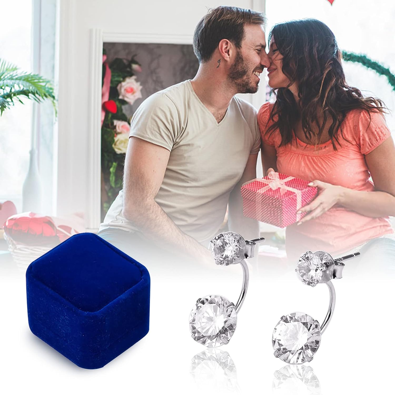 Fashionable Bridal AAA CZ Double Pear Shaped Stud Earrings Cubic Zirconia Front Back Ear Jacket Stud Earrings for Women - Image 7