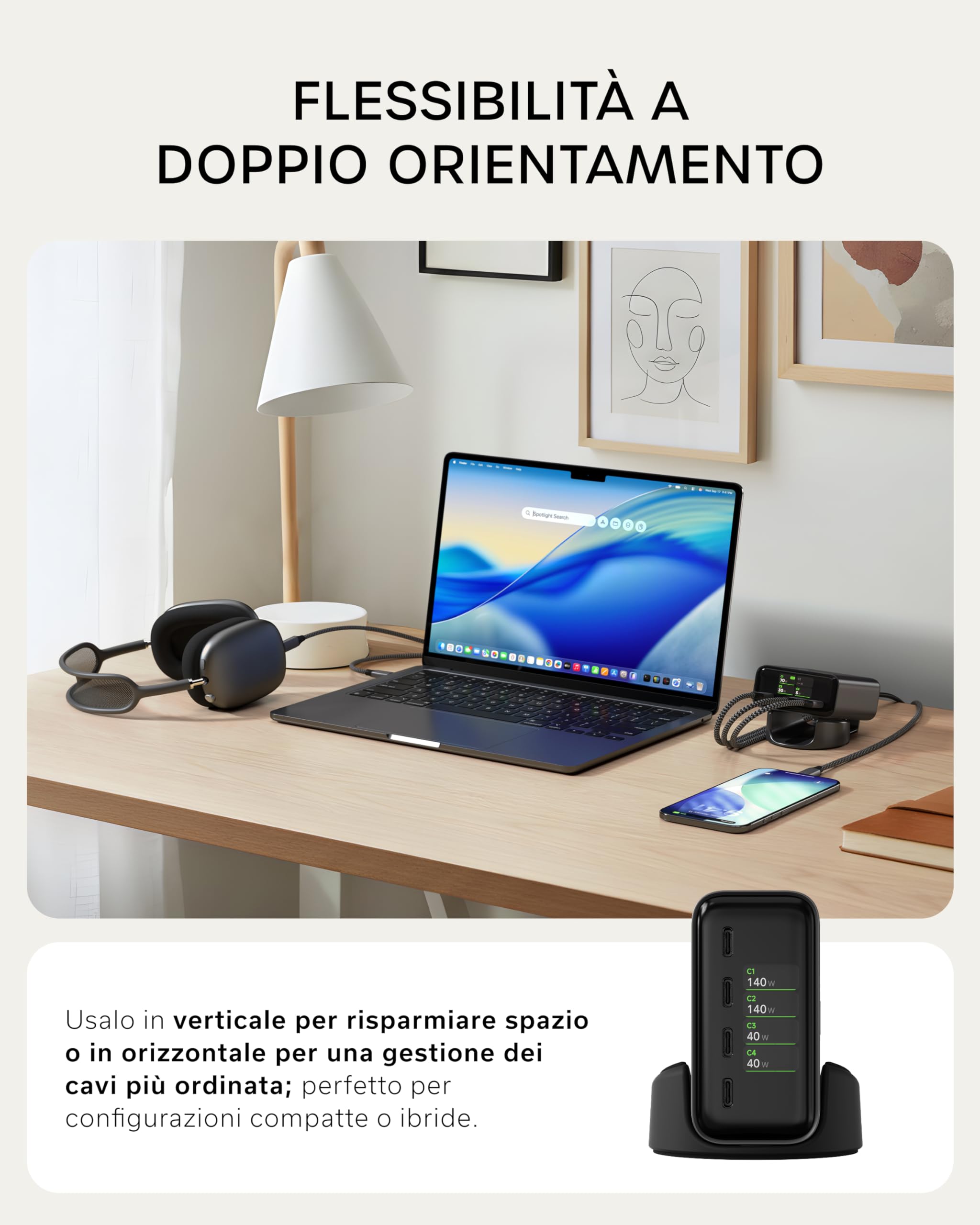 SATECHI ChargeView Caricatore GaN 140W — immagine 7 di 16