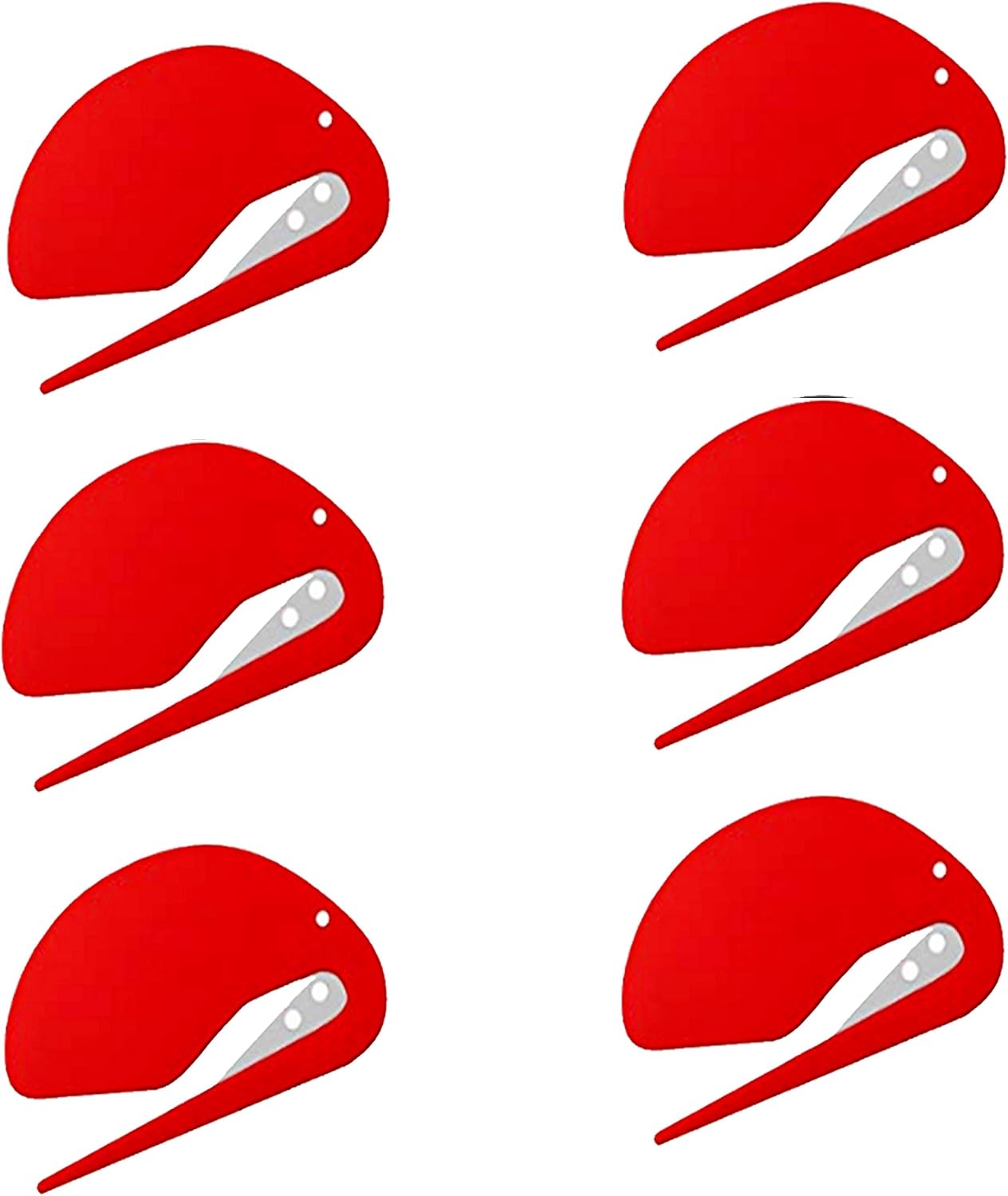 Letter Openers Plastic Envelope Slitter Razor Blade Paper Knife Open Letters Envelopes and Packages for Home Office 6pc (Red - 6pcs)