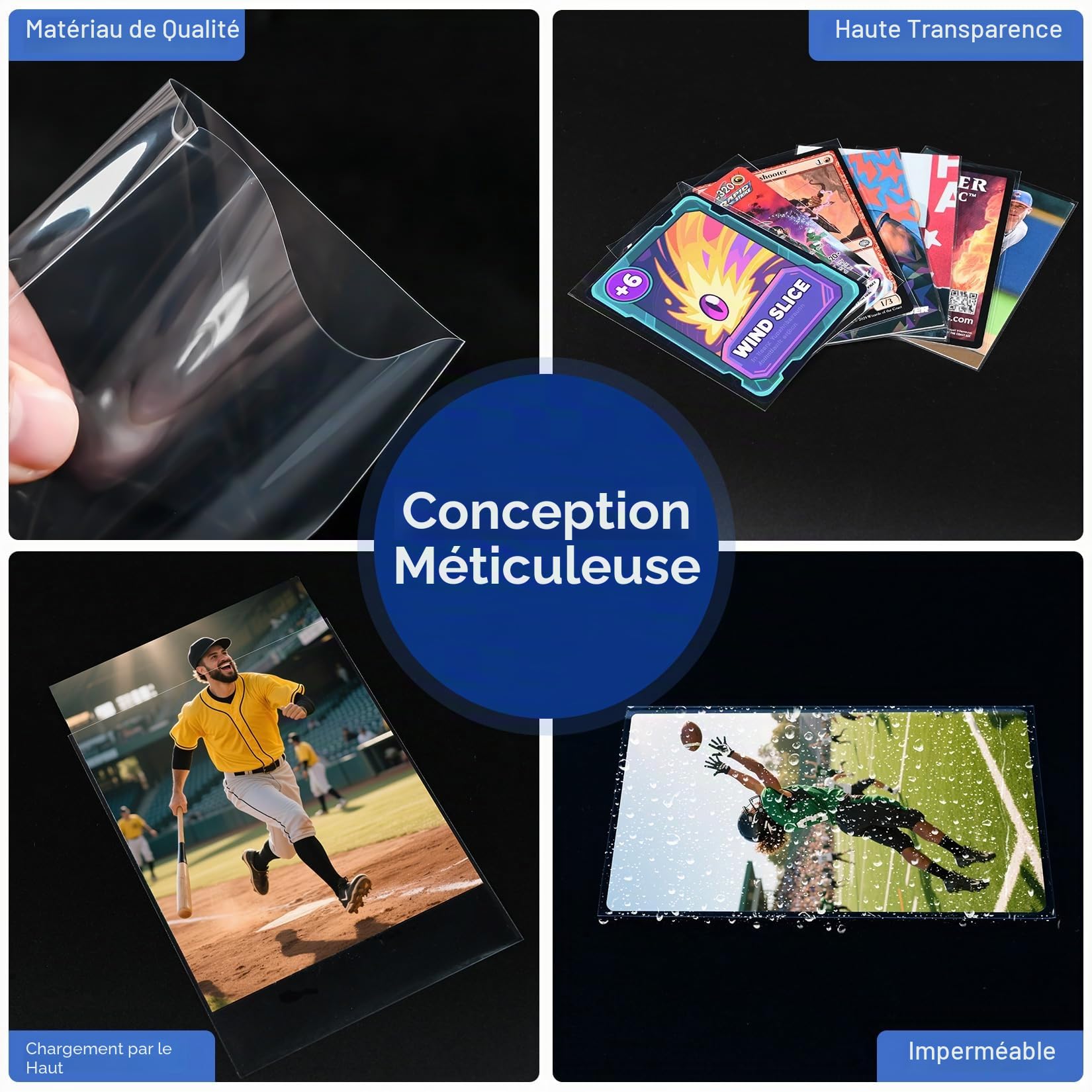 Lot De 200 Pochettes Souples Pour Cartes – 66 X 91 Mm, Ultra Transparentes, Sans PVC, Pour Jeux, Sport, Photos – Chargement Par Le Haut
