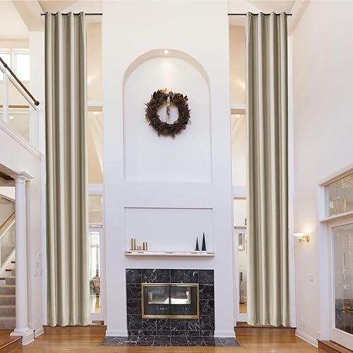 Paneles de cortina extralargos de terciopelo pesado extra anchos para oscurecer la habitación, cortinas con ojales, cortinas altas para sala de