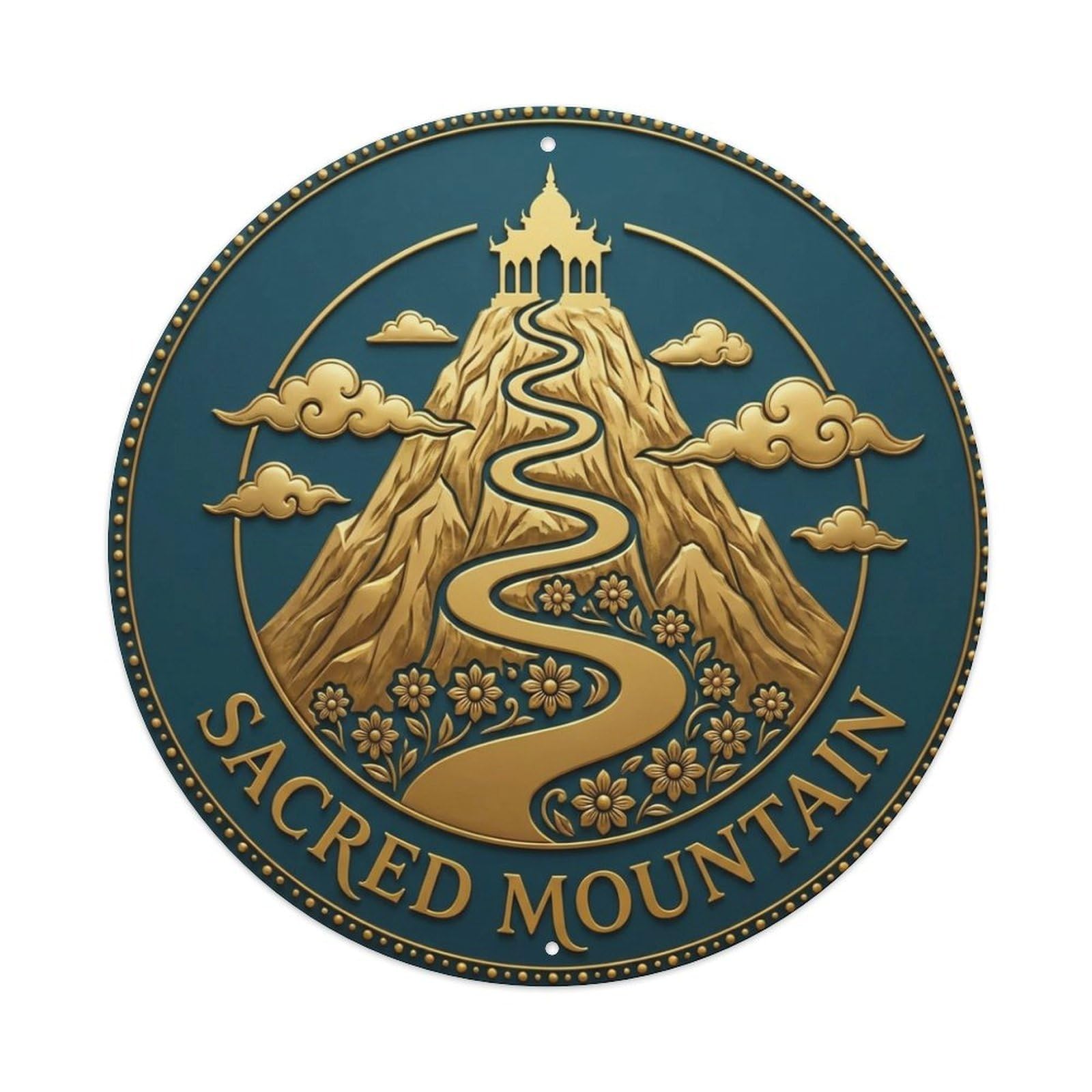 Vintage Sacred Mountain Flower Zen Yoga Metal Tin Sign