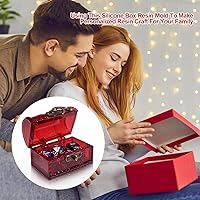 Vista 6 de Caja de dados de silicona y molde, 7 formas con caja de almacenamiento, molde epoxi para lanzar y almacenar dados, compatible con regalos