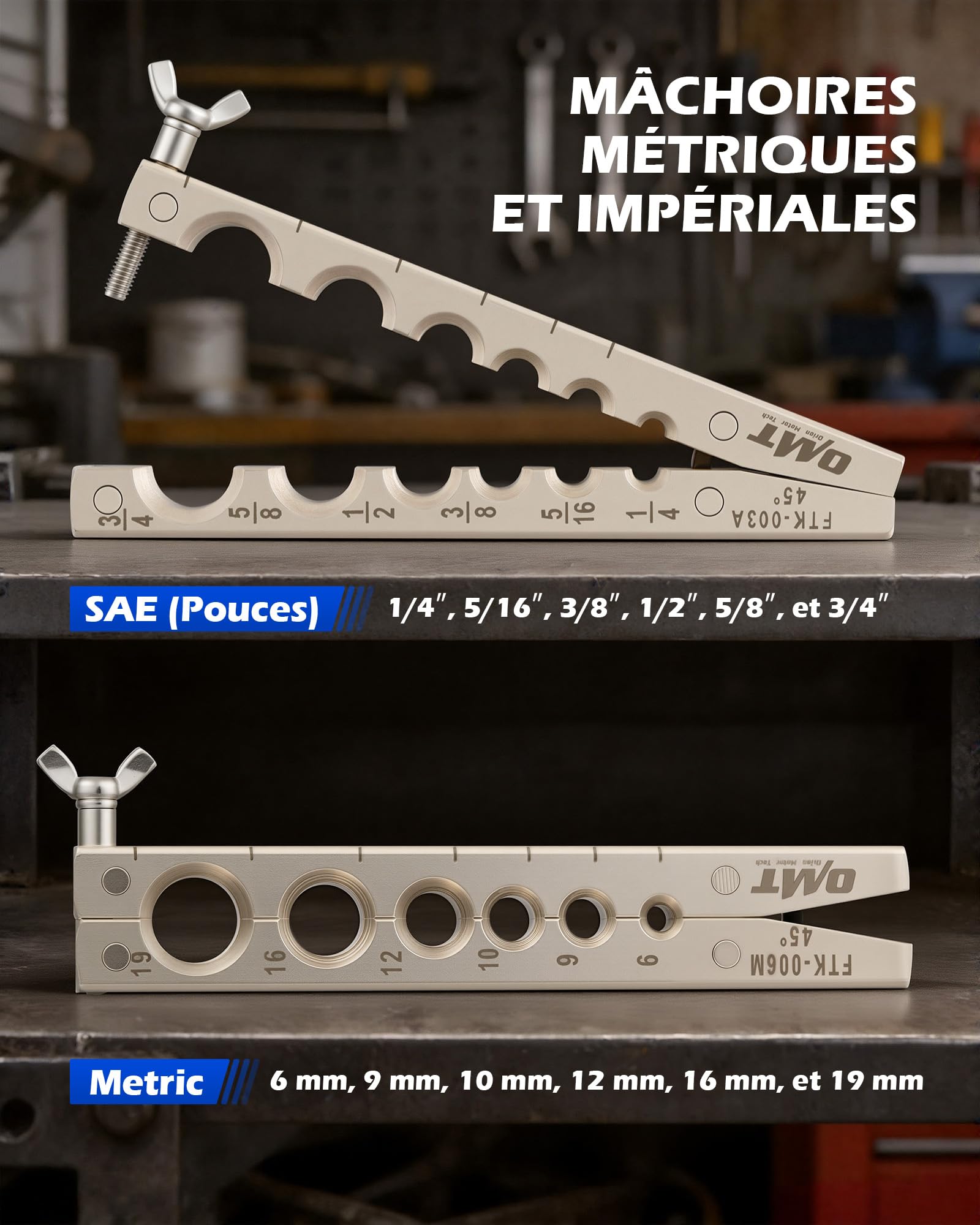 Orion Motor Tech Coffret Dudgeonnière HVAC, Limiteur de Hauteur Magnétique 1/4"-3/4" & 6-19 mm pour Collets Simples Excentriques à 45°, Kit d'Évasement avec Coupe-Tube et Ébavureur