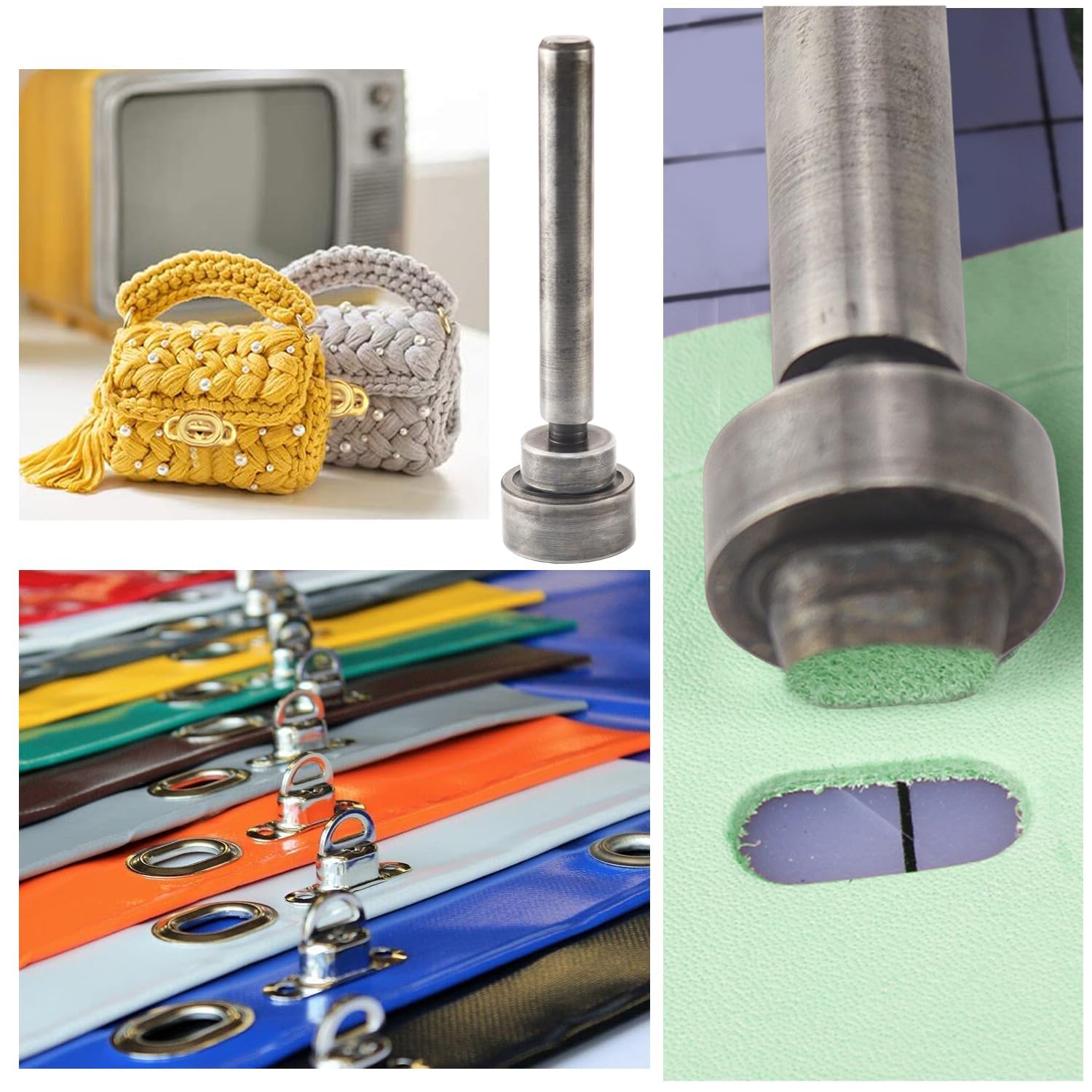 Oeillet Trou Poinçon d'Oeillet Grommets Eyelets Outils Oeillets Kit pour Baches pour Toile Cuir Bannières Rideaux Étiquettes de Vêtements Bricolage