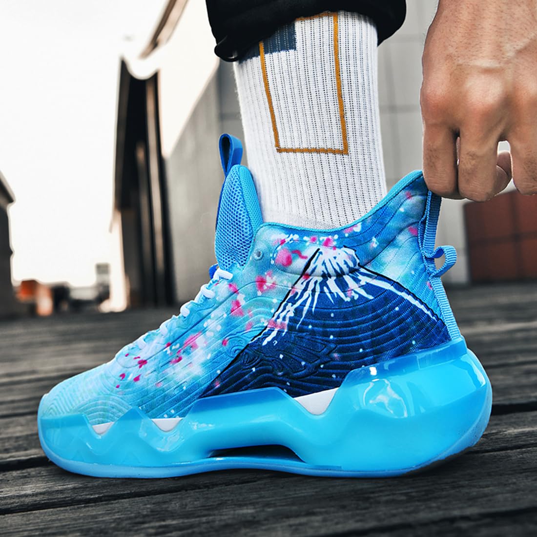 Męskie buty do koszykówki, buty sportowe, amortyzujące wstrząsy, oddychające, do koszykówki, męskie, lekkie buty sportowe, do biegania, antypoślizgowe, sportowe sneakersy, bsk f38, 36 EU