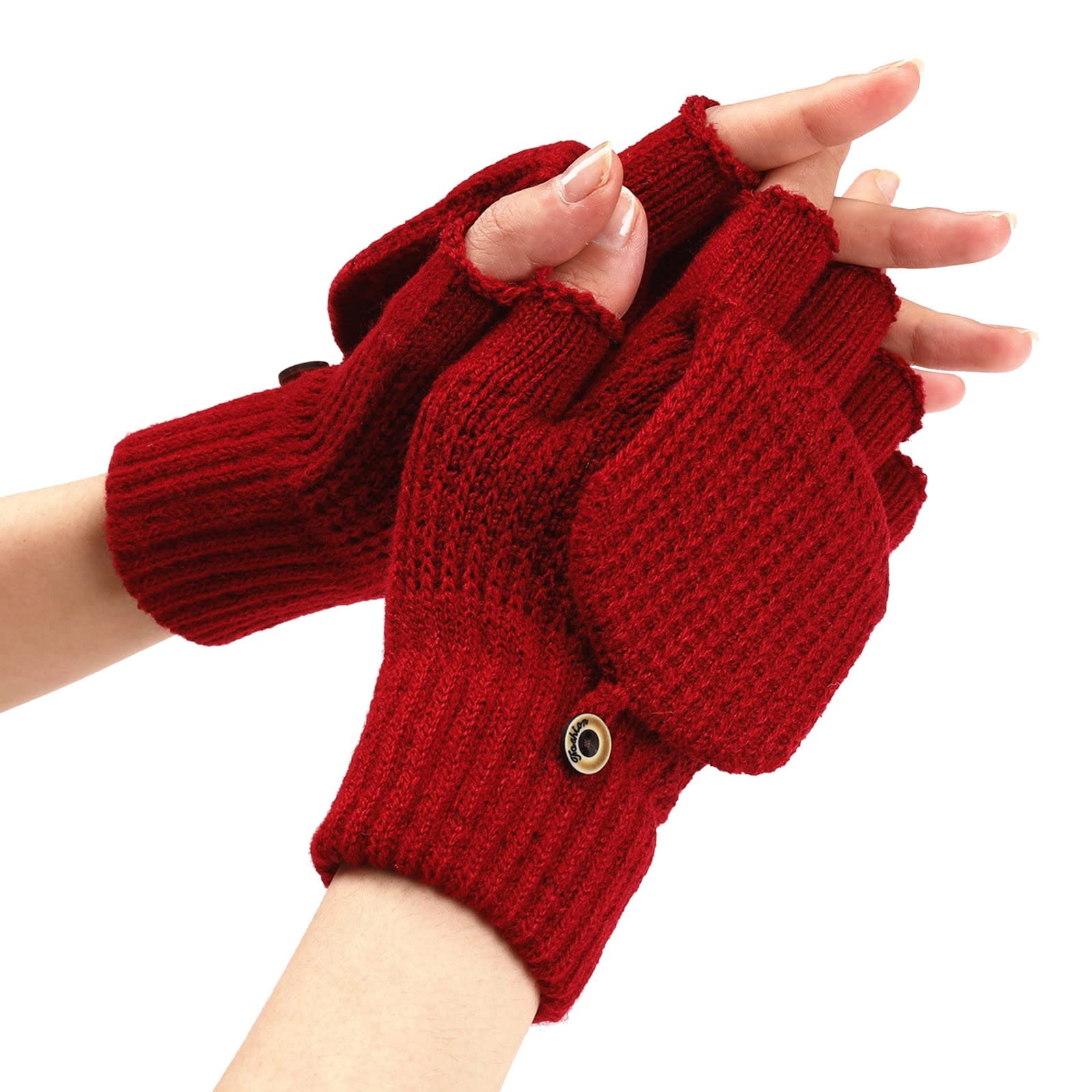 Guanti Invernali Senza Dita Da Donna – Modello A Treccia Con Pollice Touchscreen E Paramani Ribaltabile