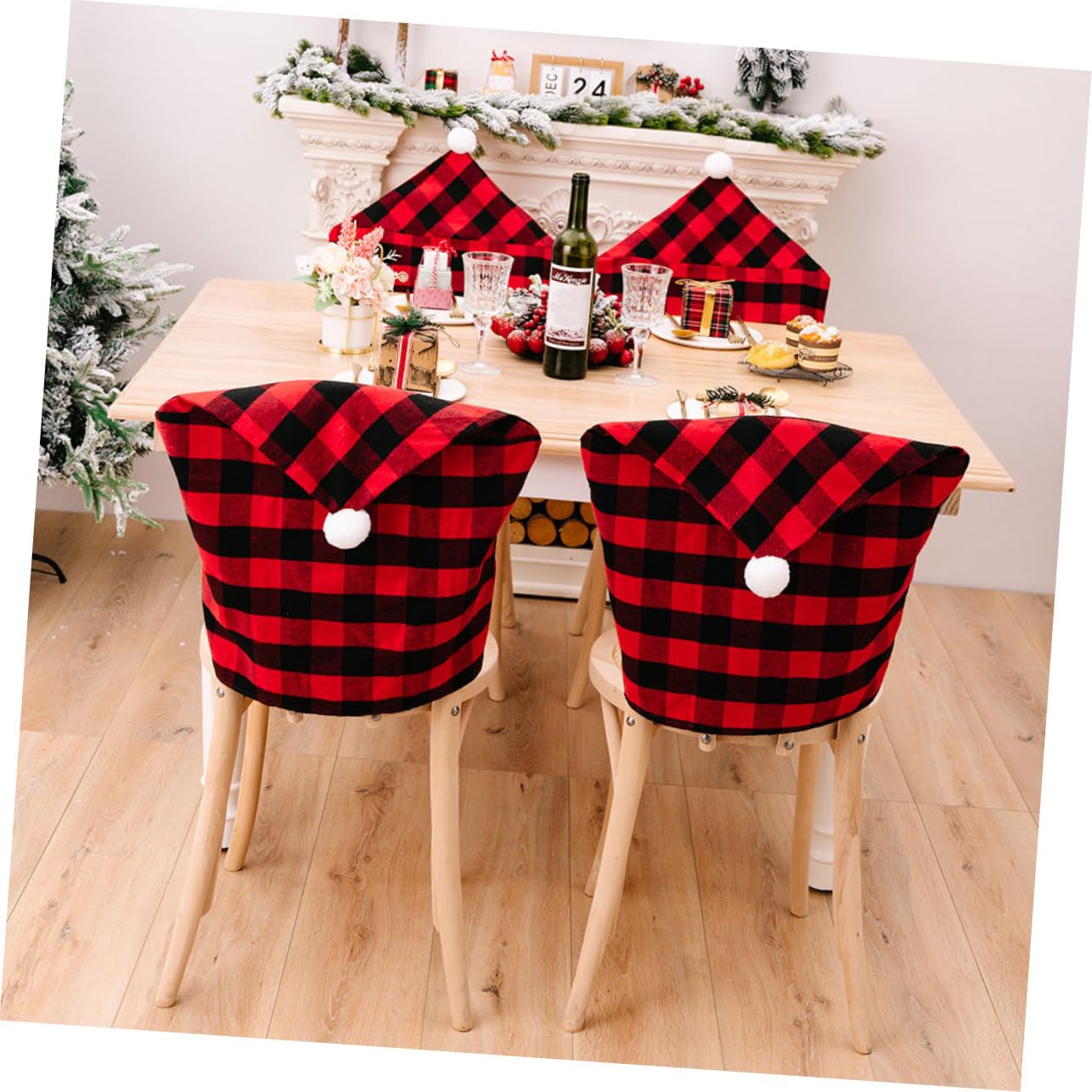 Cabilock 4 Pz Coprisedia Plaid Decorazioni Per Alberi Di Natale Decorazioni Decorative Coprisedie Natalizie Bianche Ufficio Per Cuscini Ornamenti Arredamento Tessuto