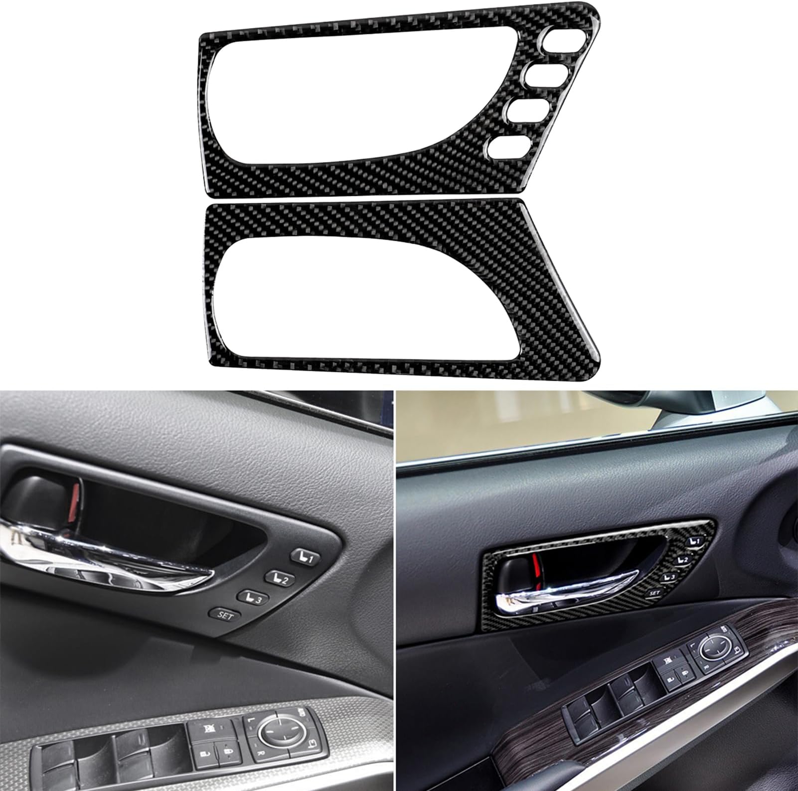 NVCNX Car Front Door Handle Panel Cover Decal Compatible with Lexus ​IS250 2014 2015 / IS200t 2016 2017 / IS300 2016-2020 / IS350 2014-2020 Carbon Fiber Interior Trim Accessories Black - B