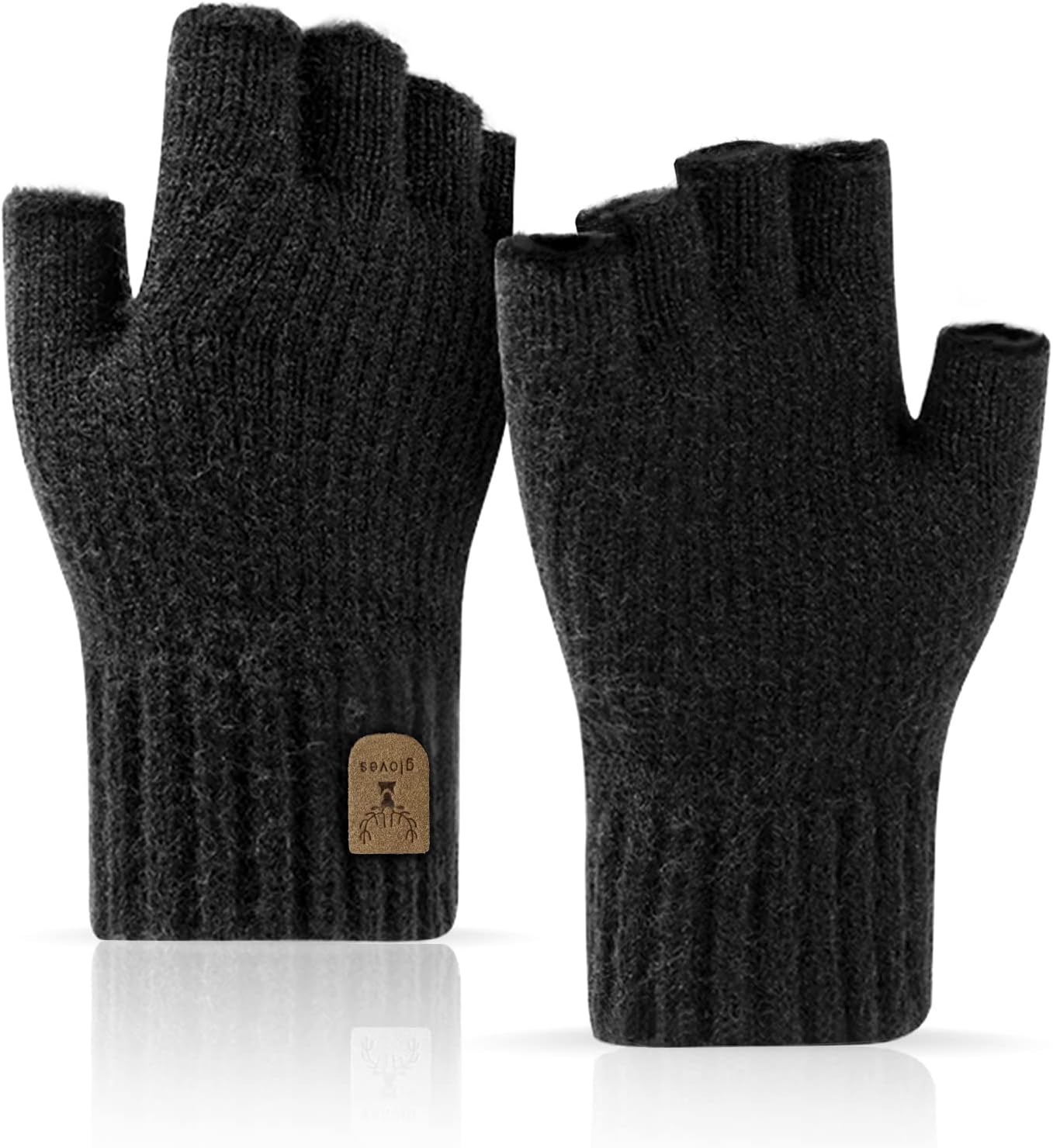 - Fingerless Gloves Half Finger Winter Warm Knitted Gloves Working Running Biking Driving for Men and Women