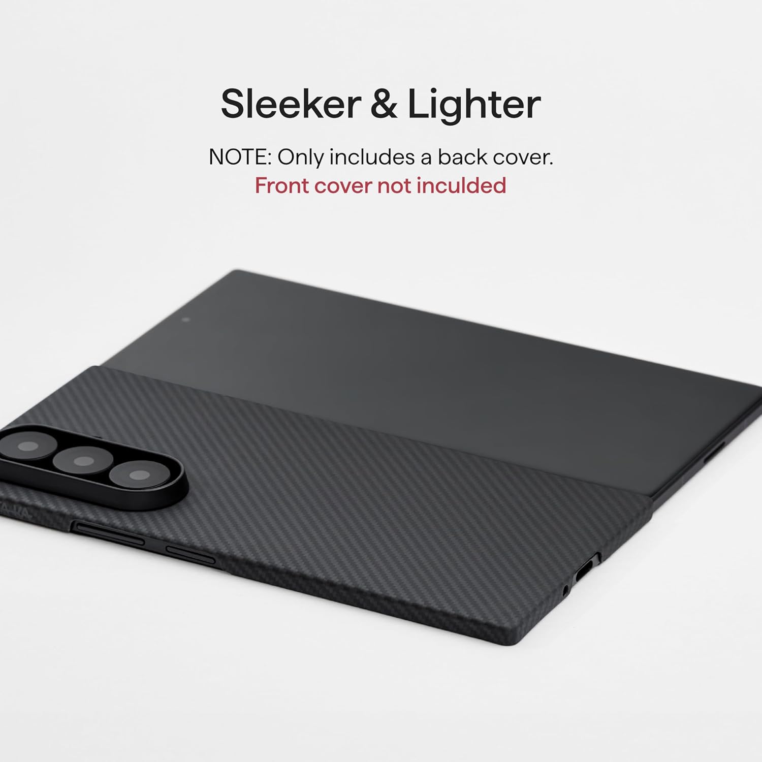 pitaka for Z fold 7 Case, Compatible with MagSafe, Slim & Light Galaxy Z Fold 7 Case with Caseless Touch Feeling, 600D Aramid Fiber Made, Back Cover Only, Black/Grey(Twill)