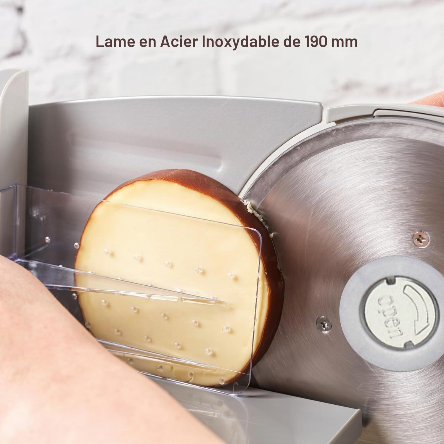 Avilia Trancheuse électrique de maison, avec lame de 220 mm, 150 W, trancheuse professionnelle avec pieds antidérapants et interrupteur marche/arrêt, épaisseur précise de 0 à 15 mm pour trancher les