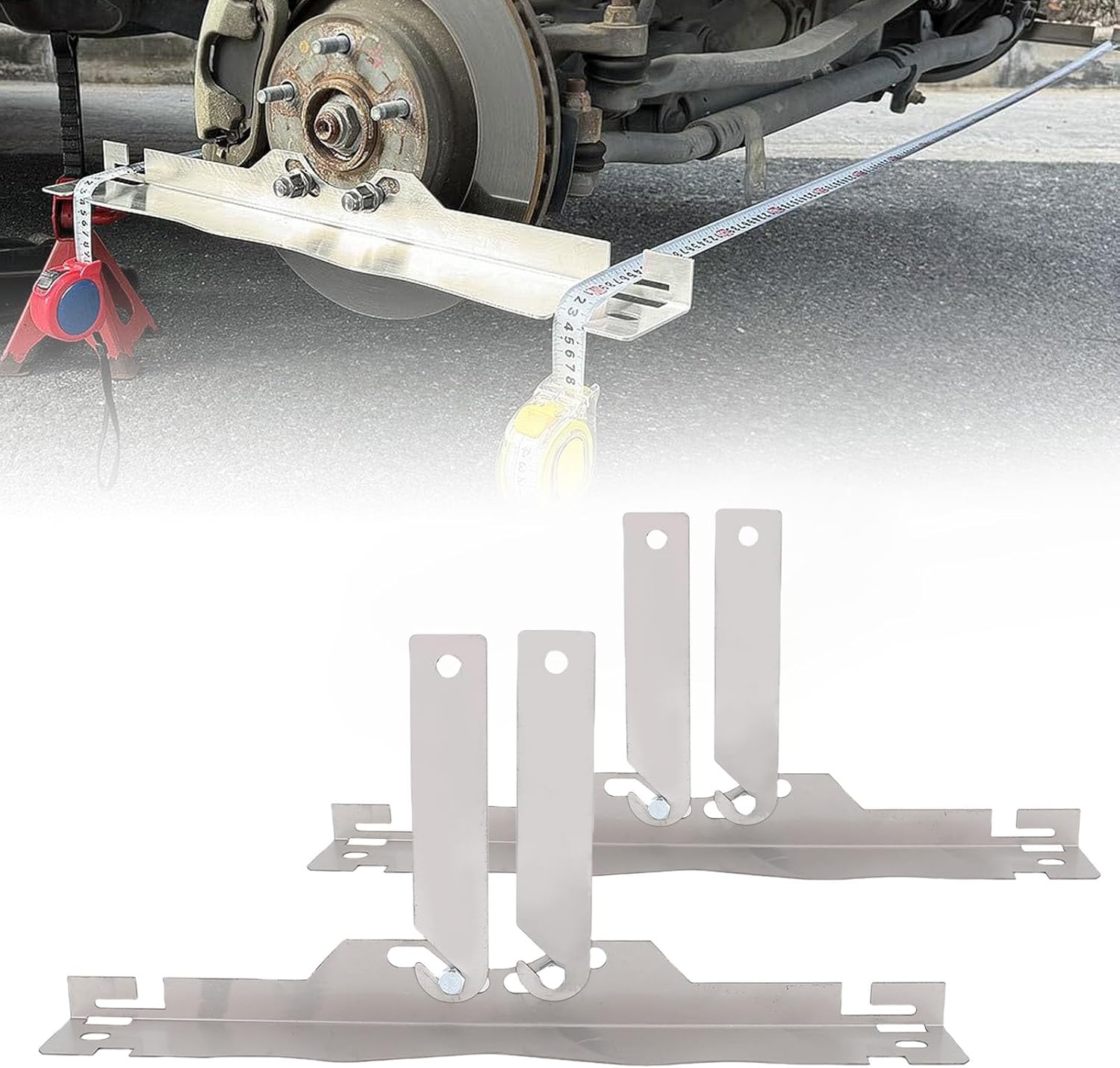 Denash Wheel Alignment Tool Plate,Toe Alignment Tool Plates with Connection Sheet,Stainless Steel Camber Alignment Plates for Cars Trucks (No Tape Measure)