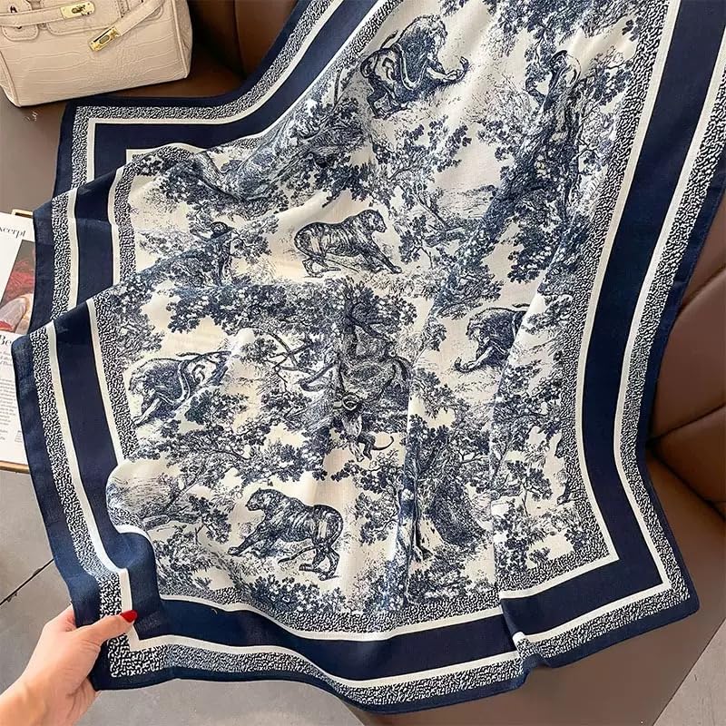 35" Silk Like Scarf Women's Fashion Pattern Large Square Satin Headscarf Headdress Scarves4