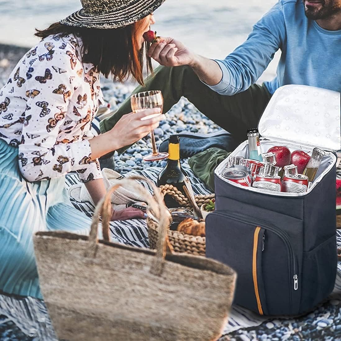 Cooler Backpack 25 Cans Large Capacity Backpack Cooler Lightweight Leakproof Soft Cooler Bag to Picnics, Camping, Hiking, Beach, Fishing, Trips