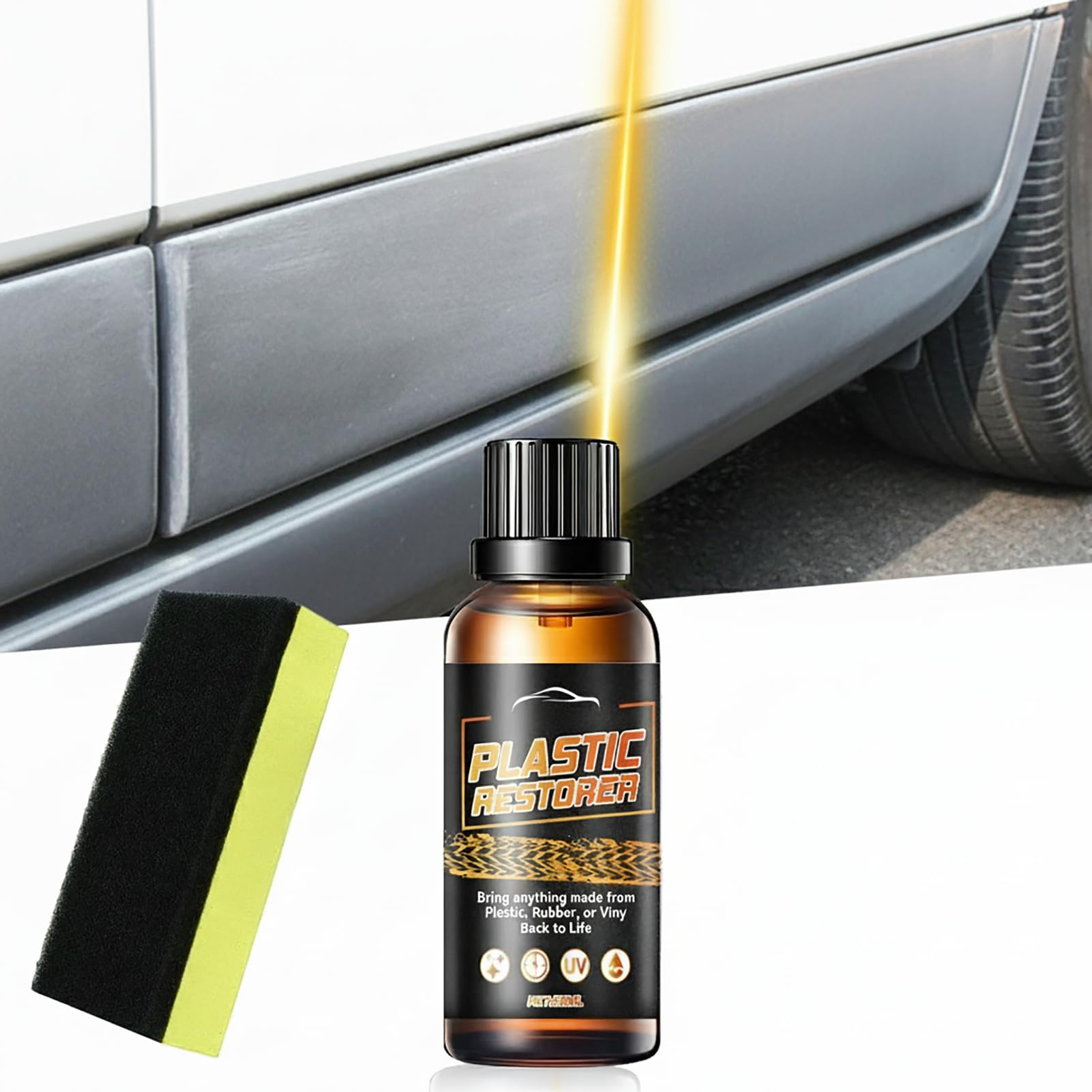 Plastic Restorer for Cars, Resists Water, UV Rays, Dirt, Lasting Auto Restoring Liquid, Ceramic Coating, Not Dressing, Last Over 200 Washes, Highly Concentrated, 50ml