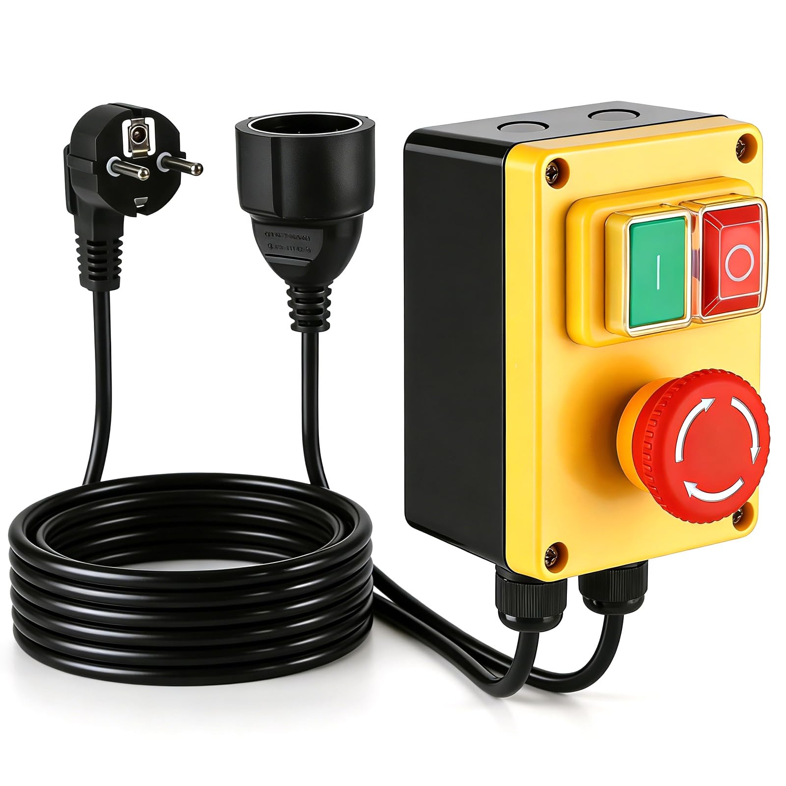 Interrupteur de machine 250 V, interrupteur marche/arrêt monophasé, interrupteur de sécurité 16 A avec prise de courant, interrupteur d'arrêt d'urgence pour éteindre rapidement la table de fraisage et