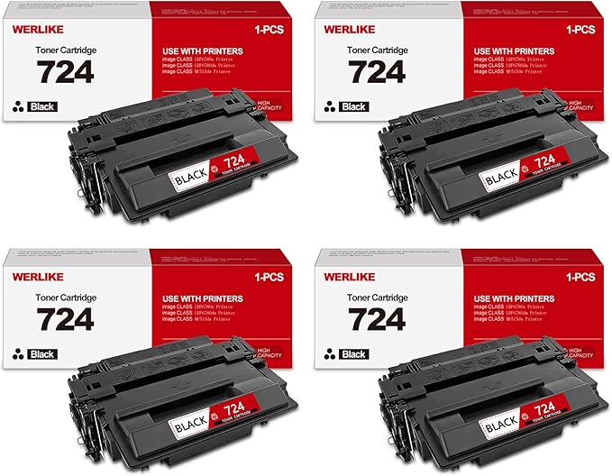Amazon.com: 724 Toner Cartridge Compatible CRG-724(4 Pack ,Black) WERLIKE 724 Replacement for 