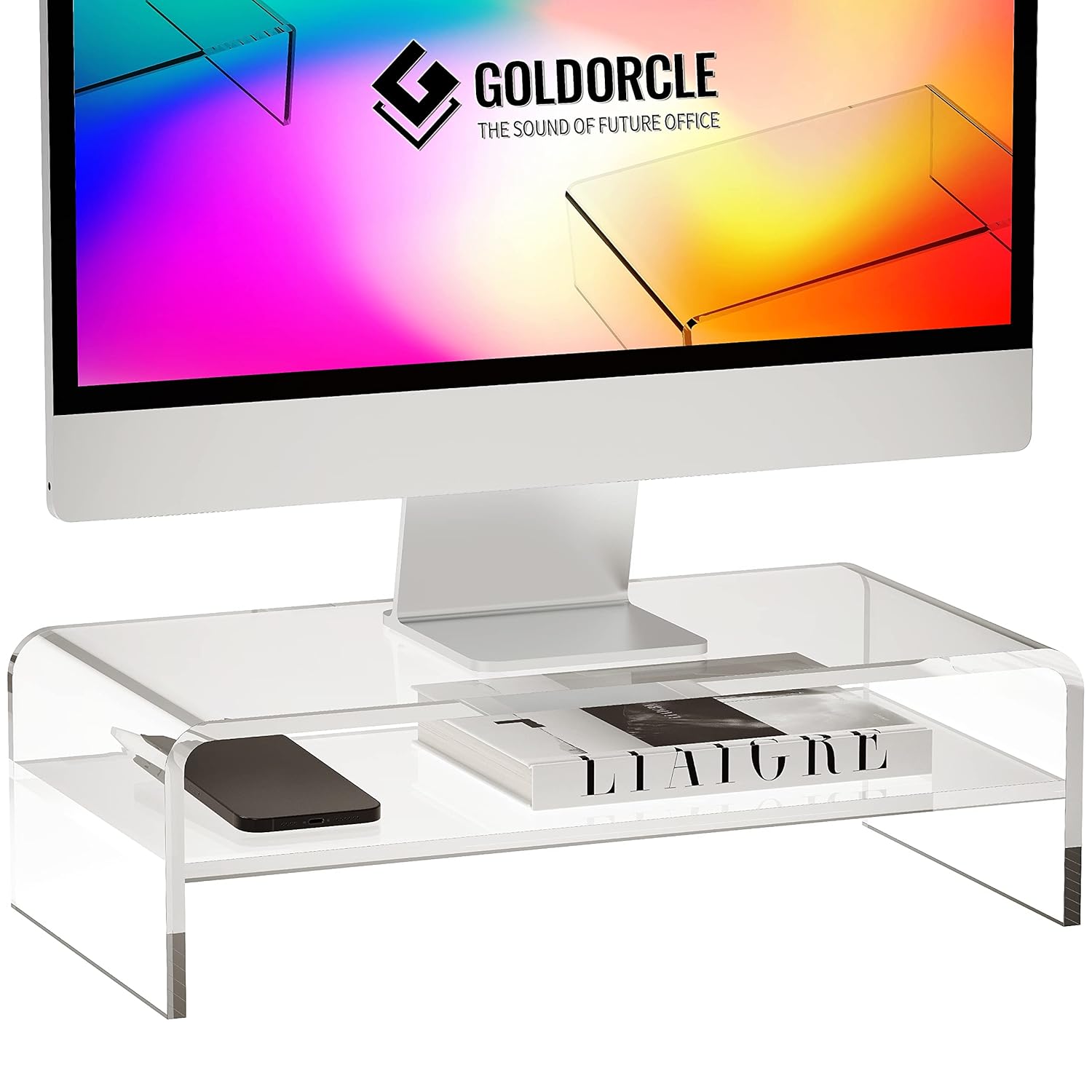 GoldOrcle Acrylic Monitor Stand Riser Clear Computer Monitor Stand (Big ...