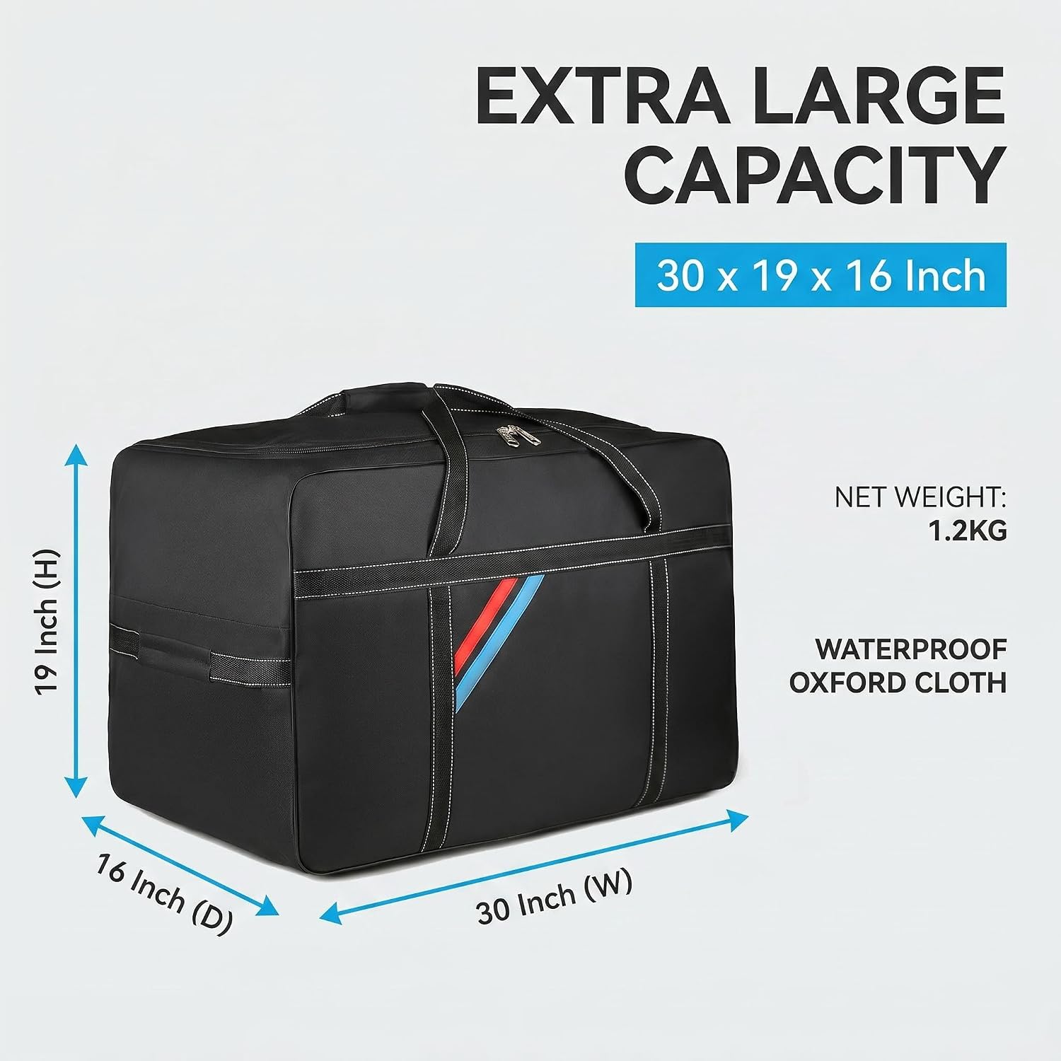 SONAODM 160L Large Capacity Car Trunk Organizer Bag - Foldable with Zipper & Wheels, Durable Oxford Fabric, Water-Resistant & Easy to Clean, Fits Sedans, SUVs, RVs