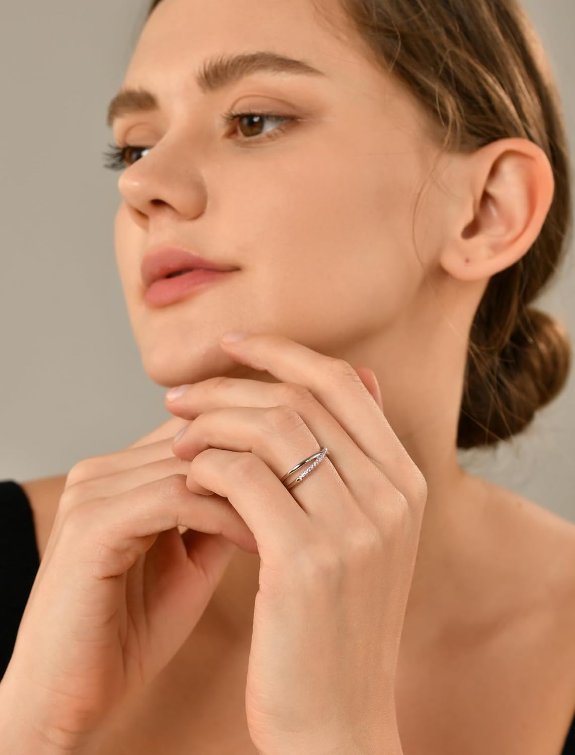 YL X Ring 925 Sterling Silver Stackable Rings Created Amethyst Criss Cross Band for Women-size7